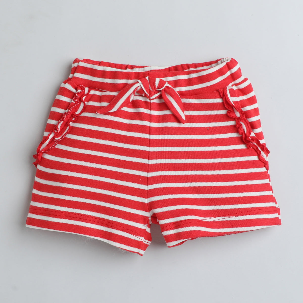 Red & White Striped Cotton Shorts