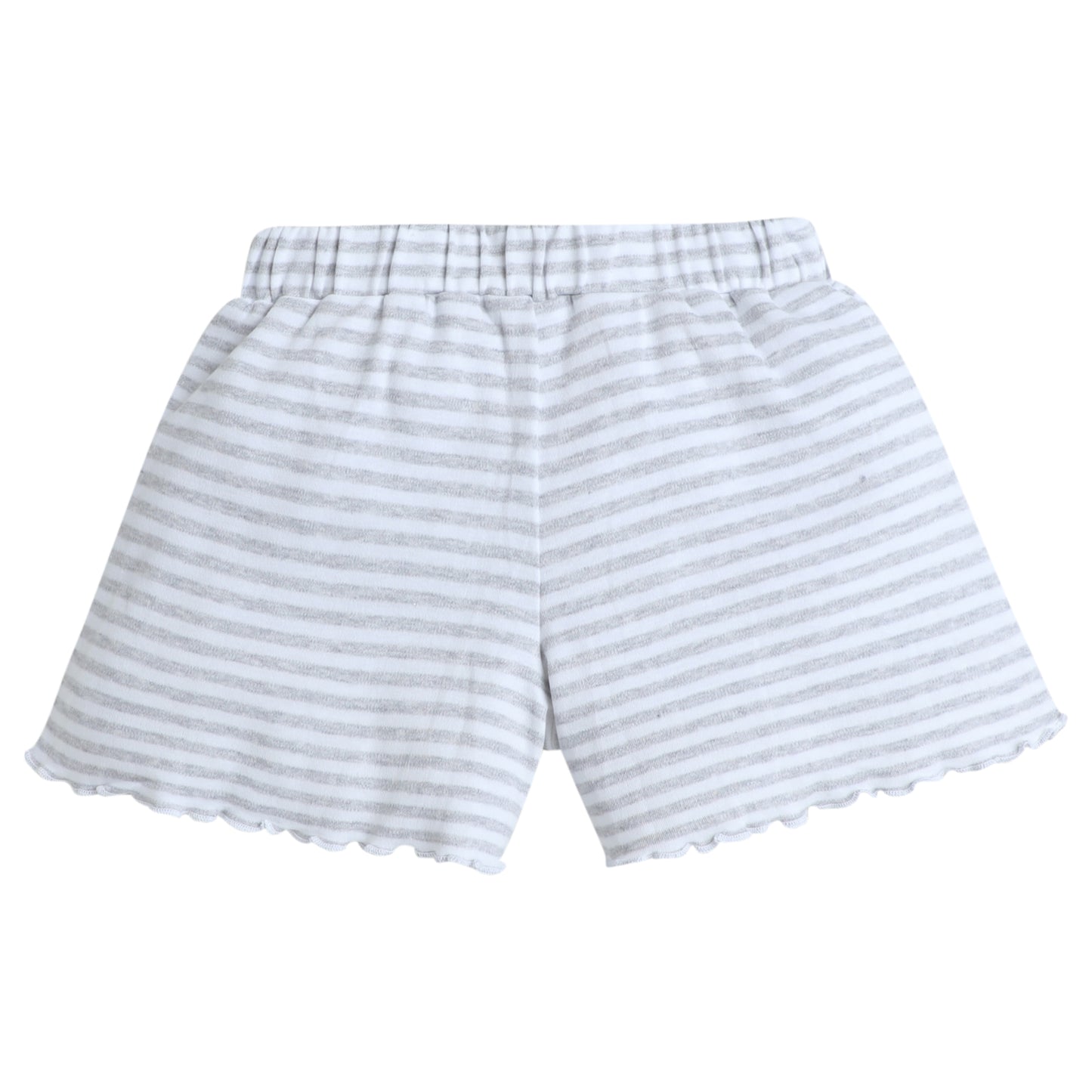 Grey & White Striped Cotton Shorts