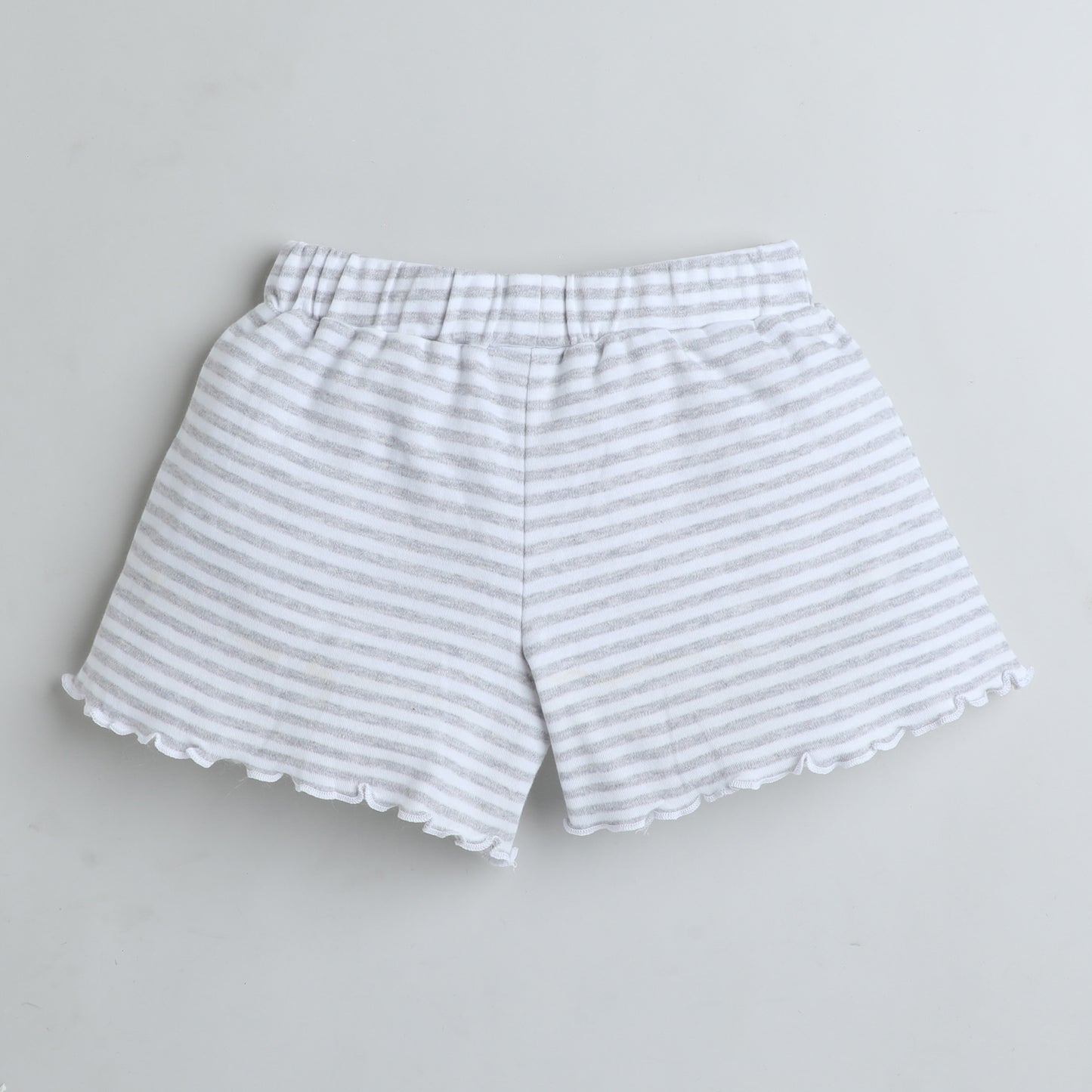 Grey & White Striped Cotton Shorts