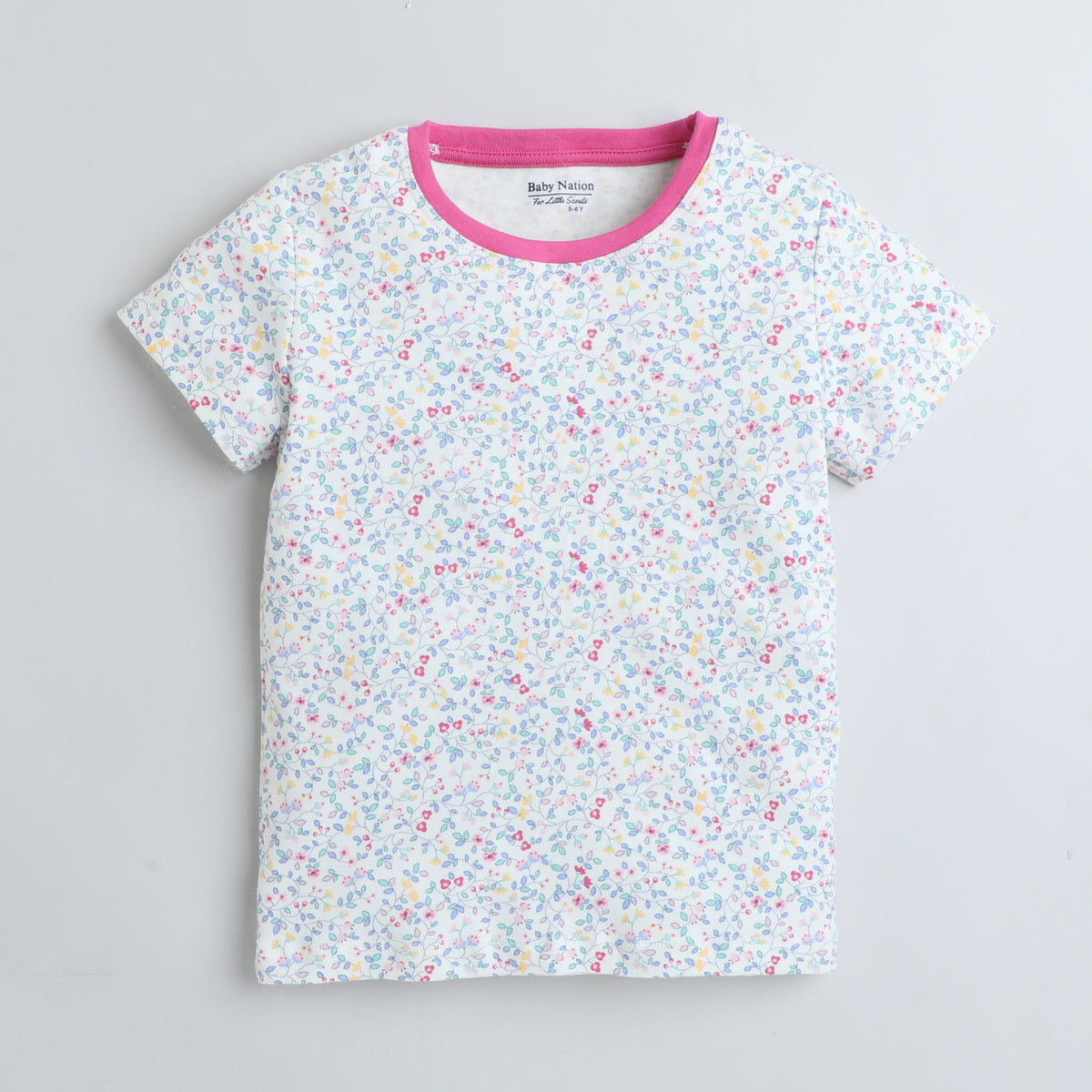 Girls T-Shirt - Dark Pink Floral