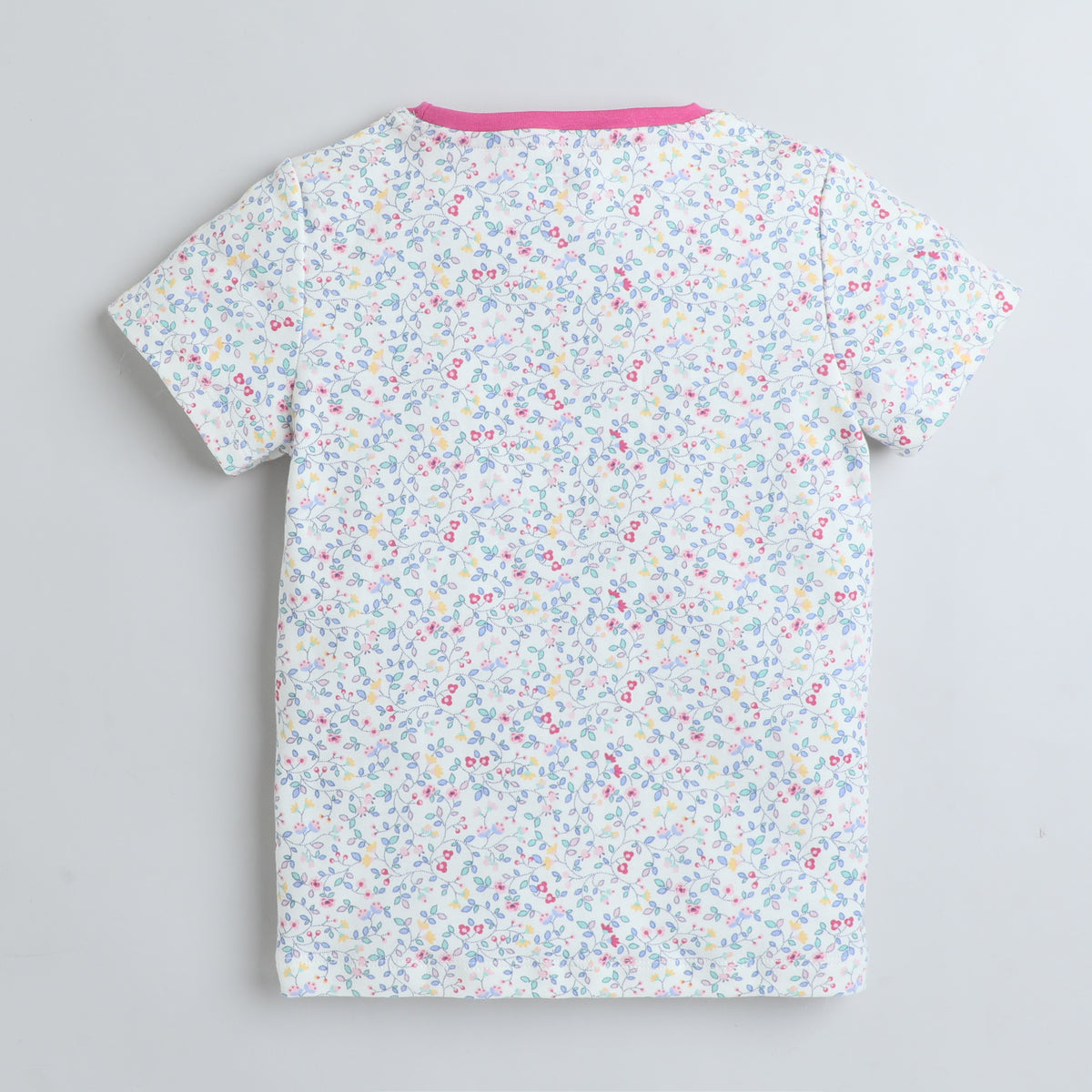Girls T-Shirt - Dark Pink Floral
