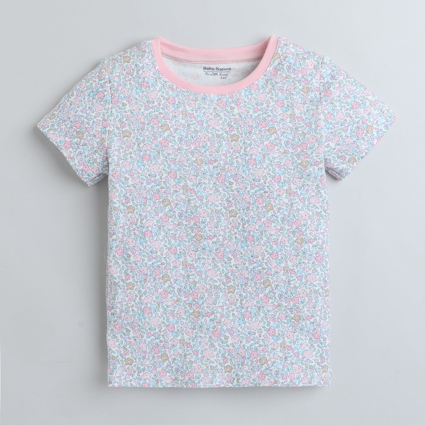 Girls Printed T-Shirt White – Floral Garden Design
