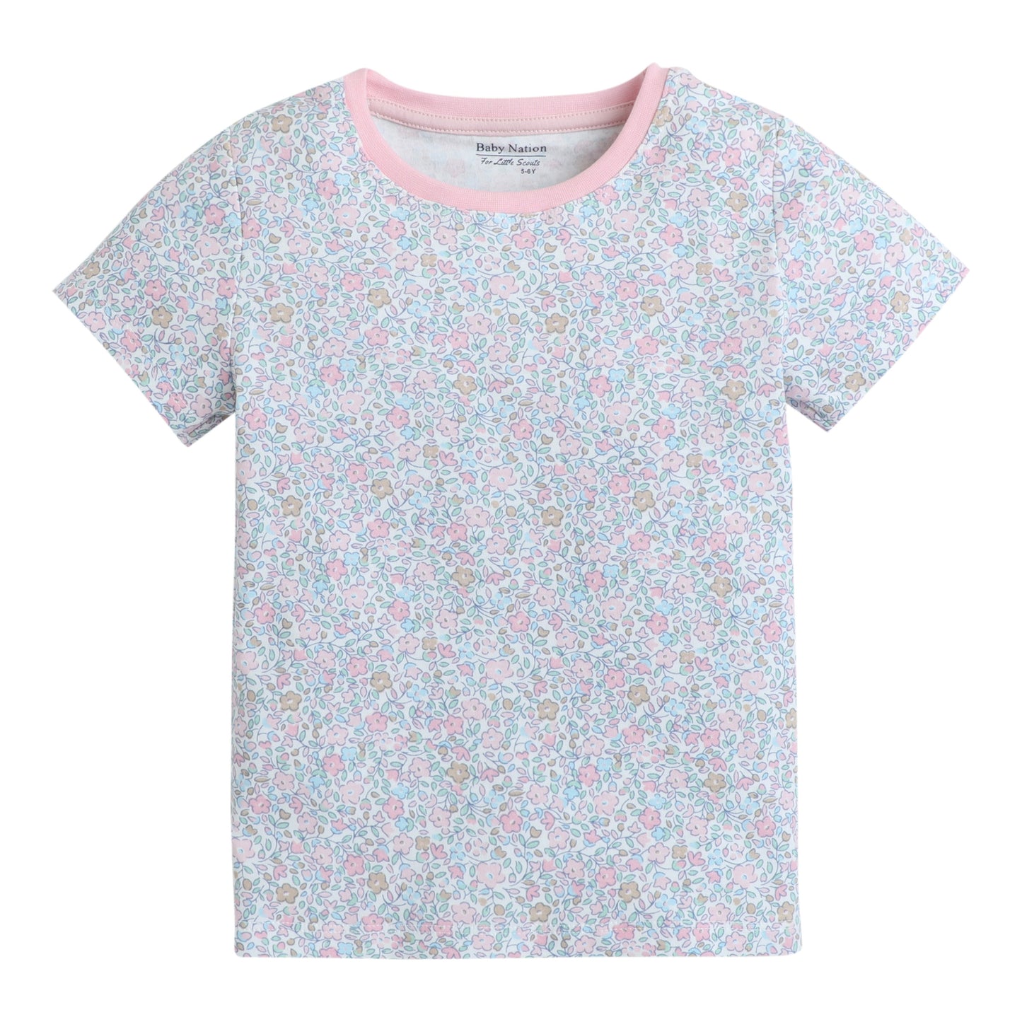 Girls Printed T-Shirt White – Floral Garden Design