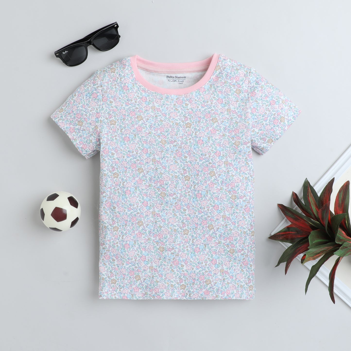 Girls Printed T-Shirt White – Floral Garden Design
