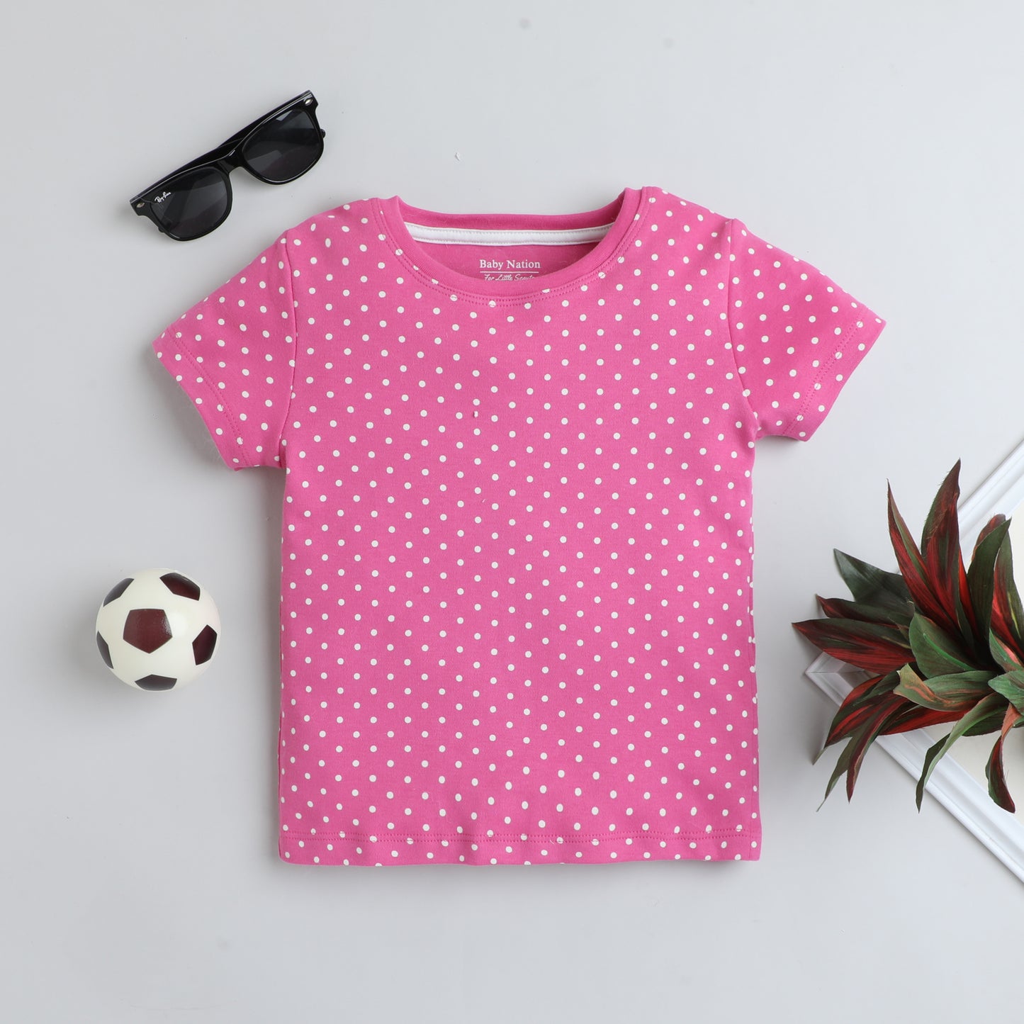 Girls Printed T-Shirt Pink – Polka Dot Design