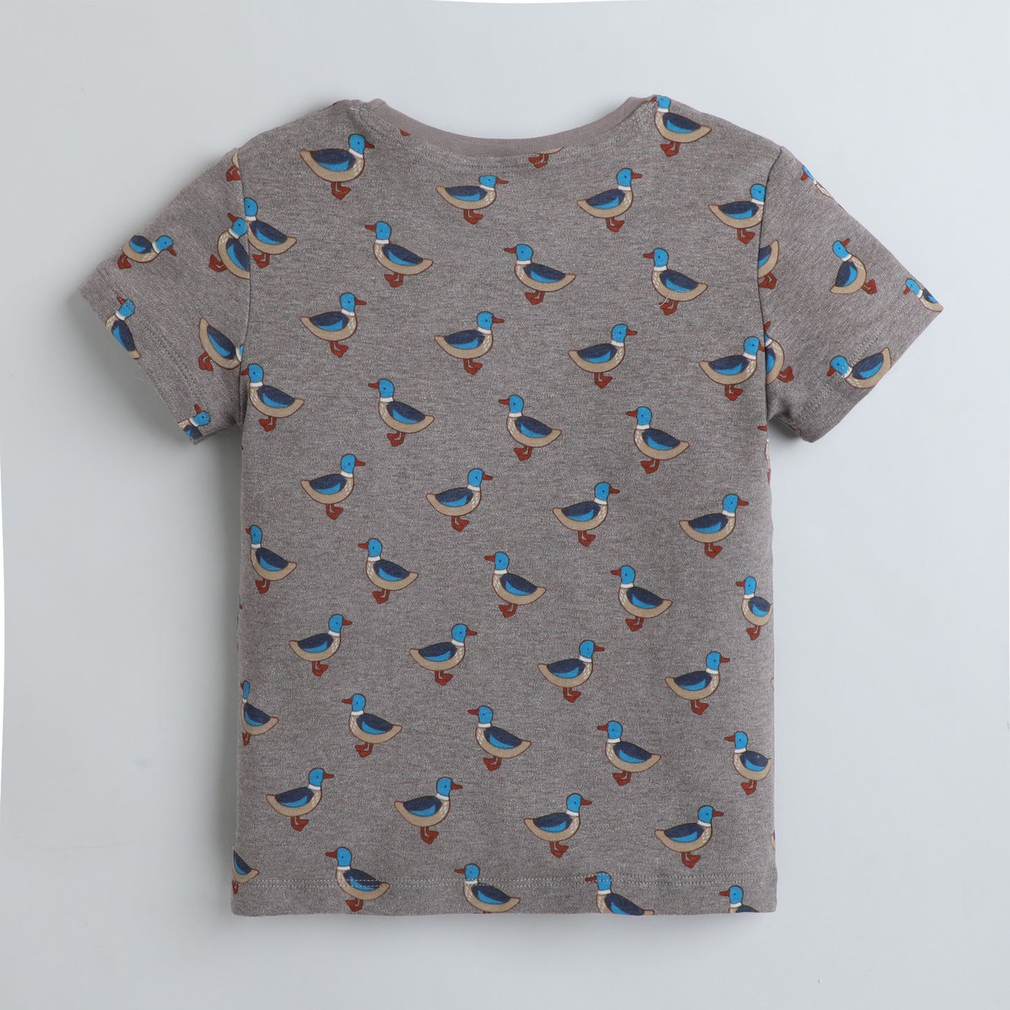 Girls Printed T-Shirt Grey – Duck Pattern Design