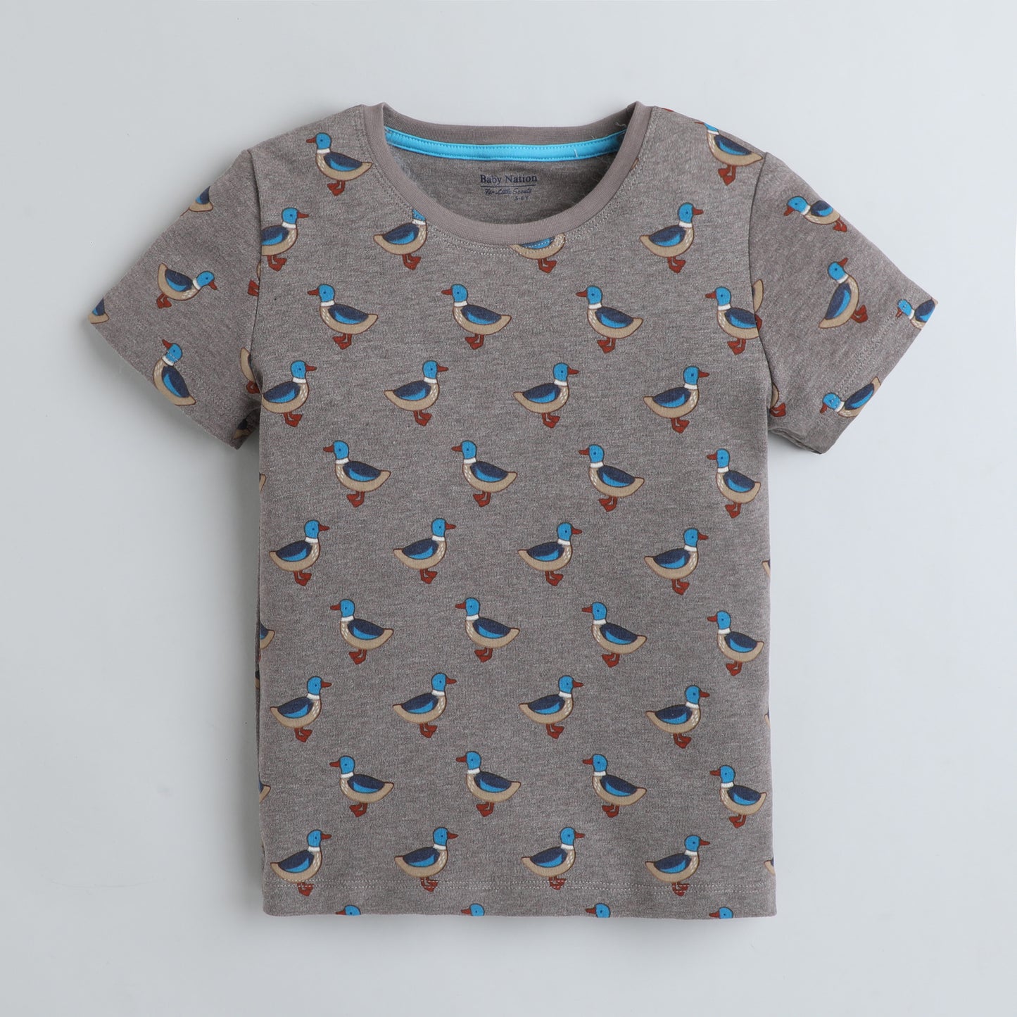 Girls Printed T-Shirt Grey – Duck Pattern Design