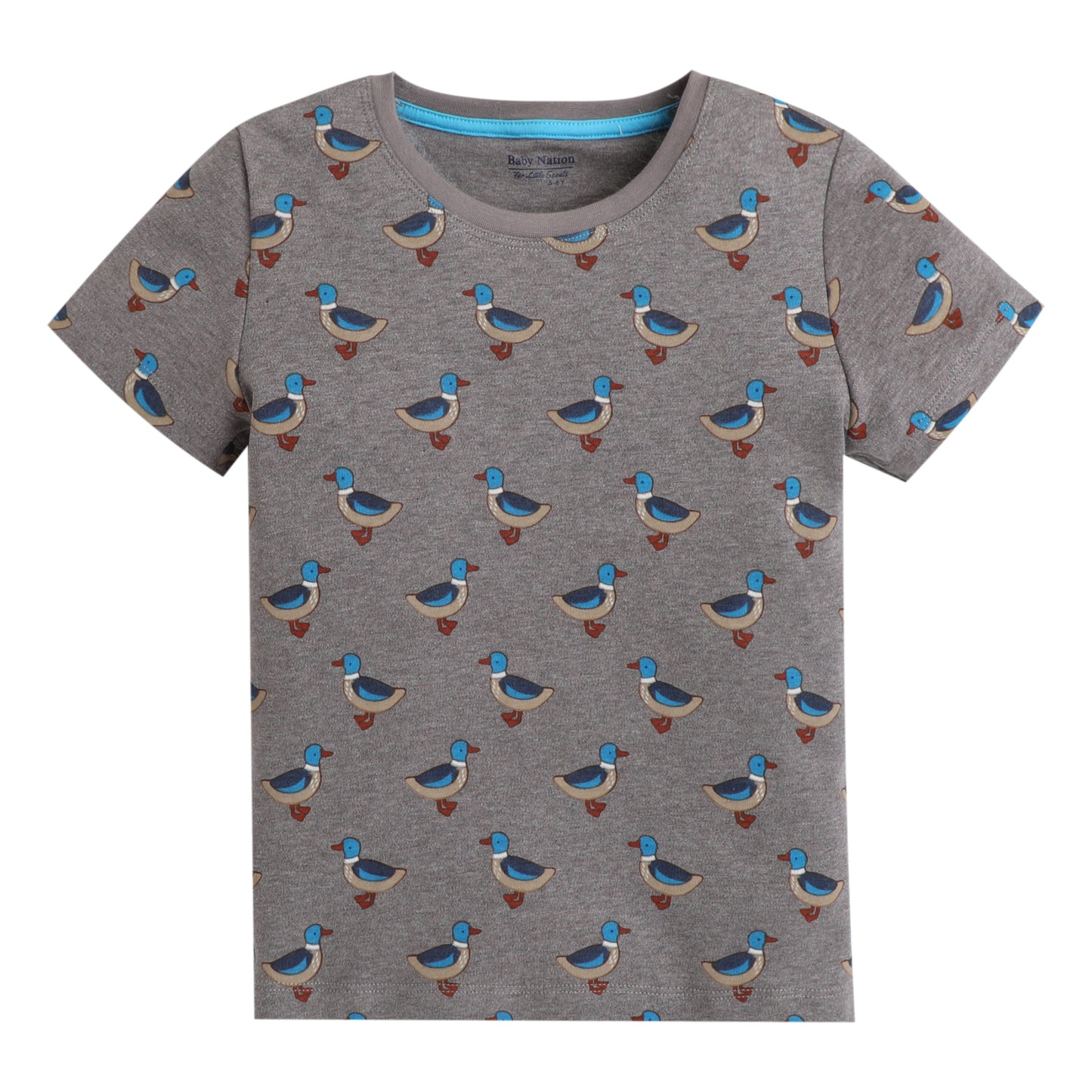 Girls Printed T-Shirt Grey – Duck Pattern Design