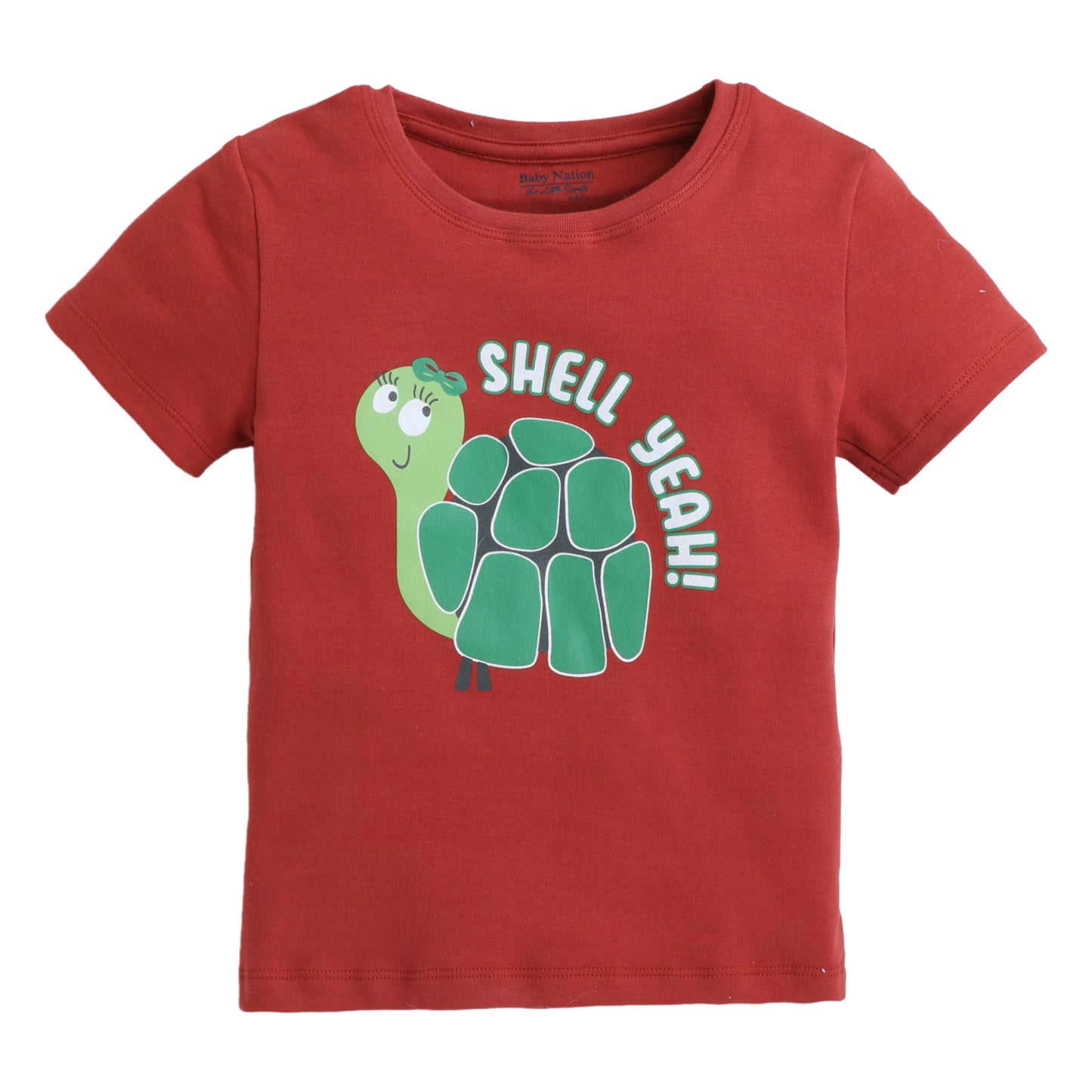 Girls Printed T-Shirt Red – Turtle “Shell Yeah!” Design