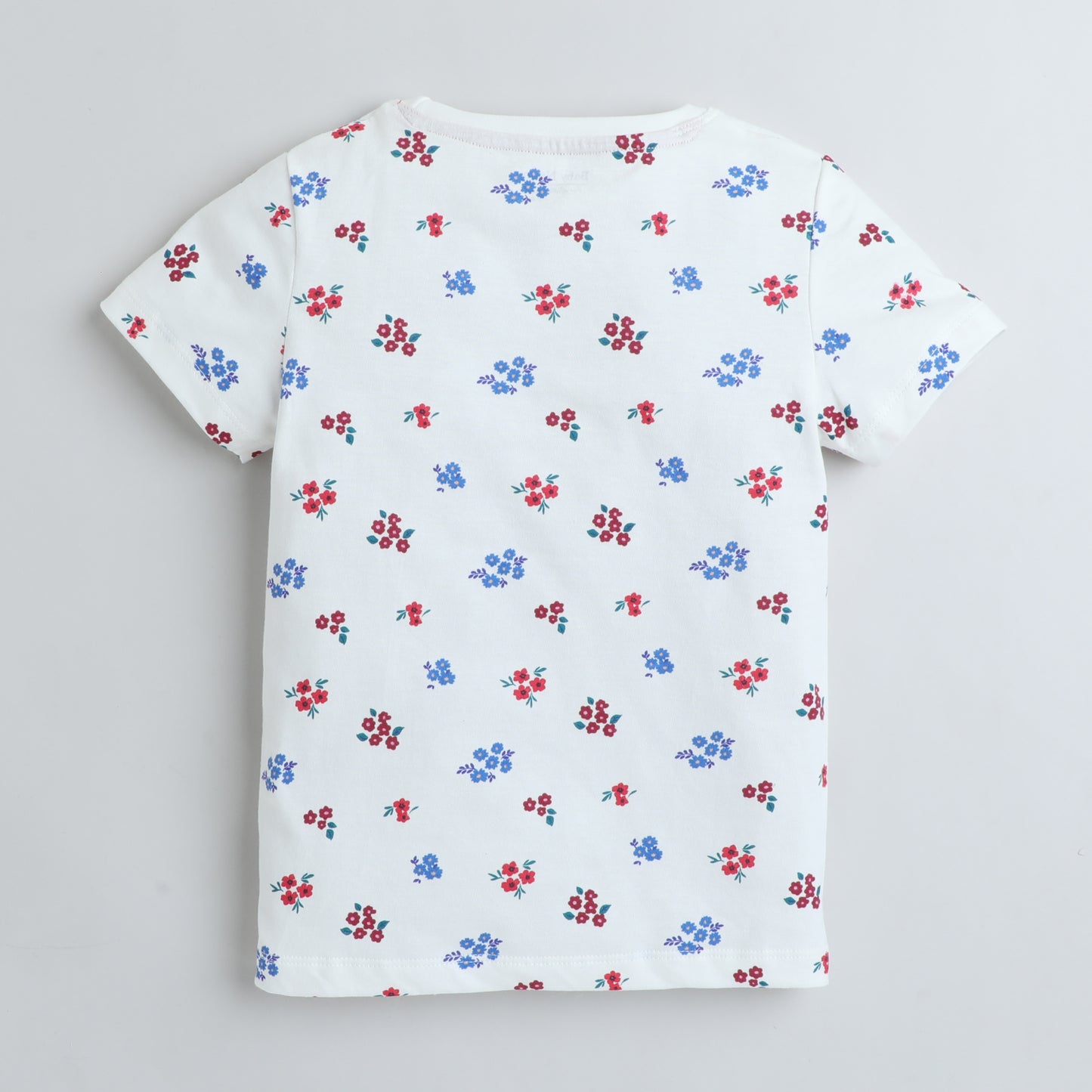 Girls Printed T-Shirt White – Floral All-Over Design