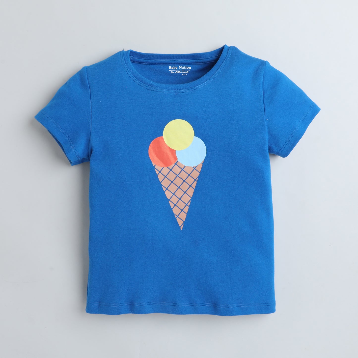 Girls Printed T-Shirt Blue – Ice Cream Cone Design