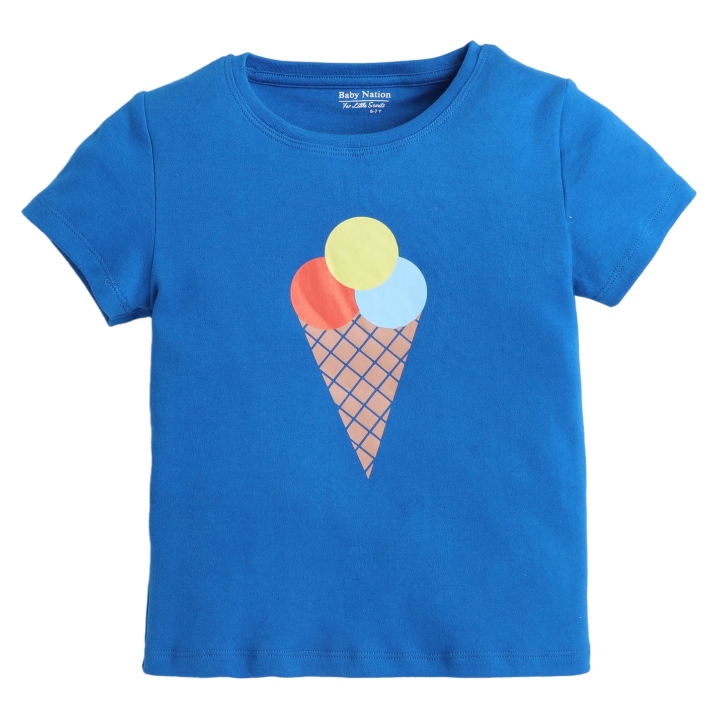 Girls Printed T-Shirt Blue – Ice Cream Cone Design