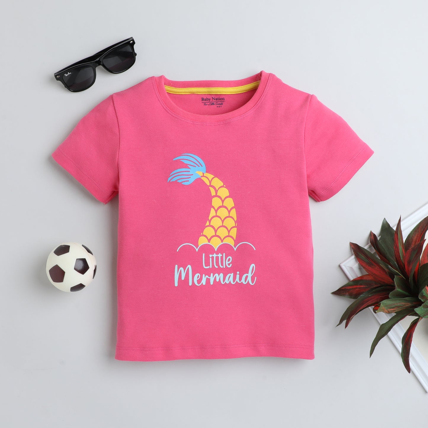 Girls Printed T-Shirt Pink – Little Mermaid Design