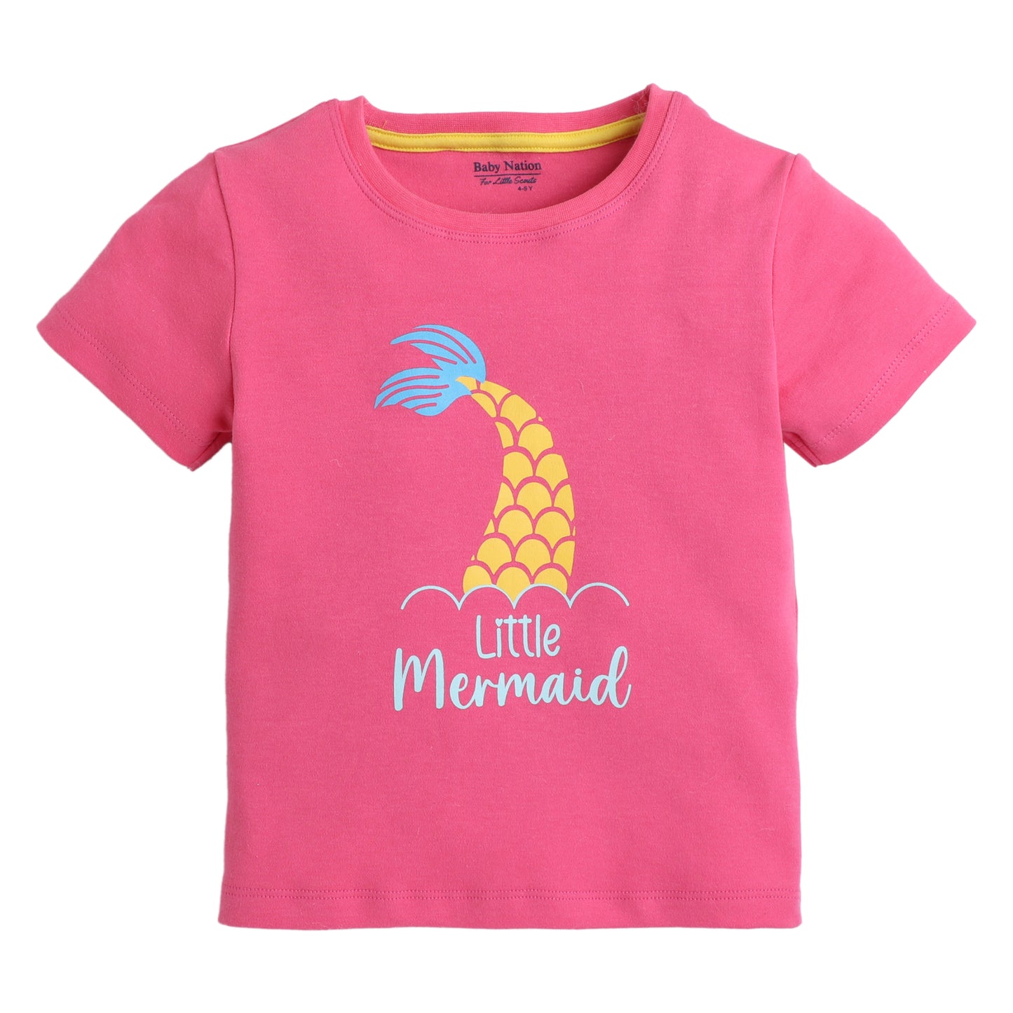 Girls Printed T-Shirt Pink – Little Mermaid Design