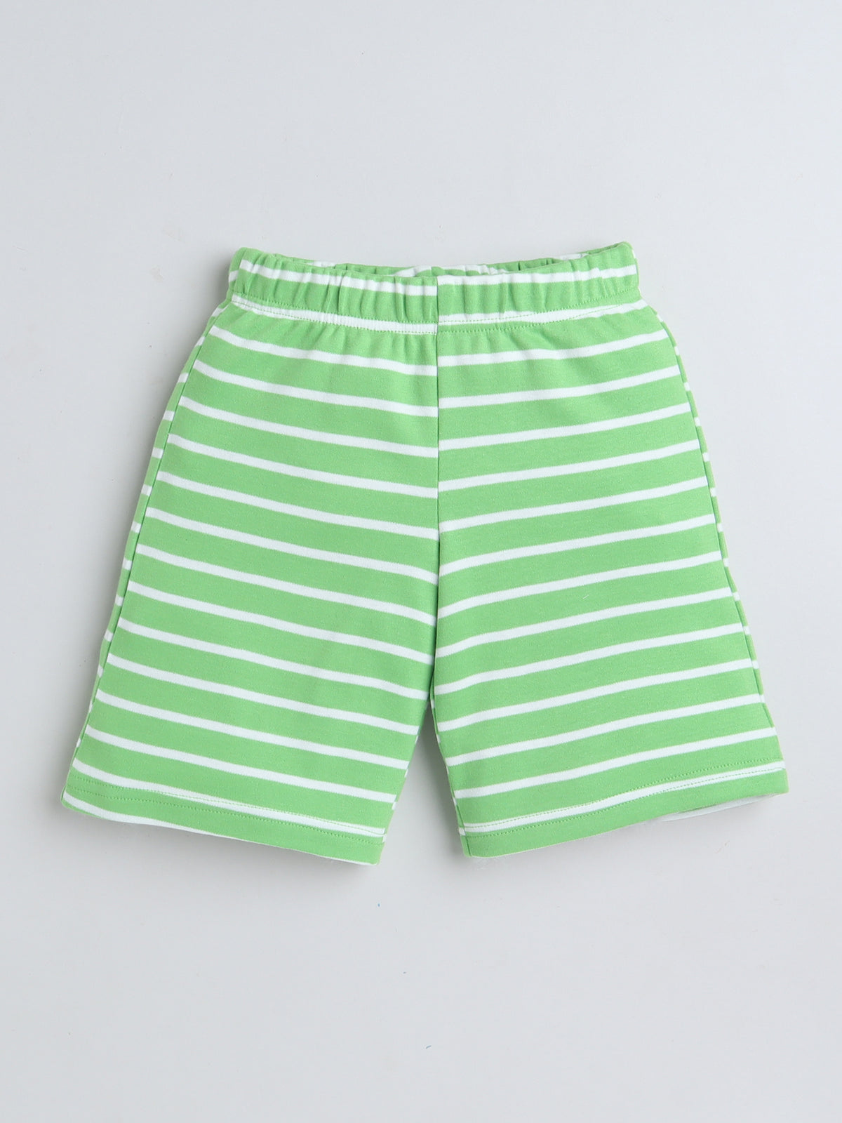 Baby Nation Cotton Knit Half Sleeve Coord Short Set - Green Stripes