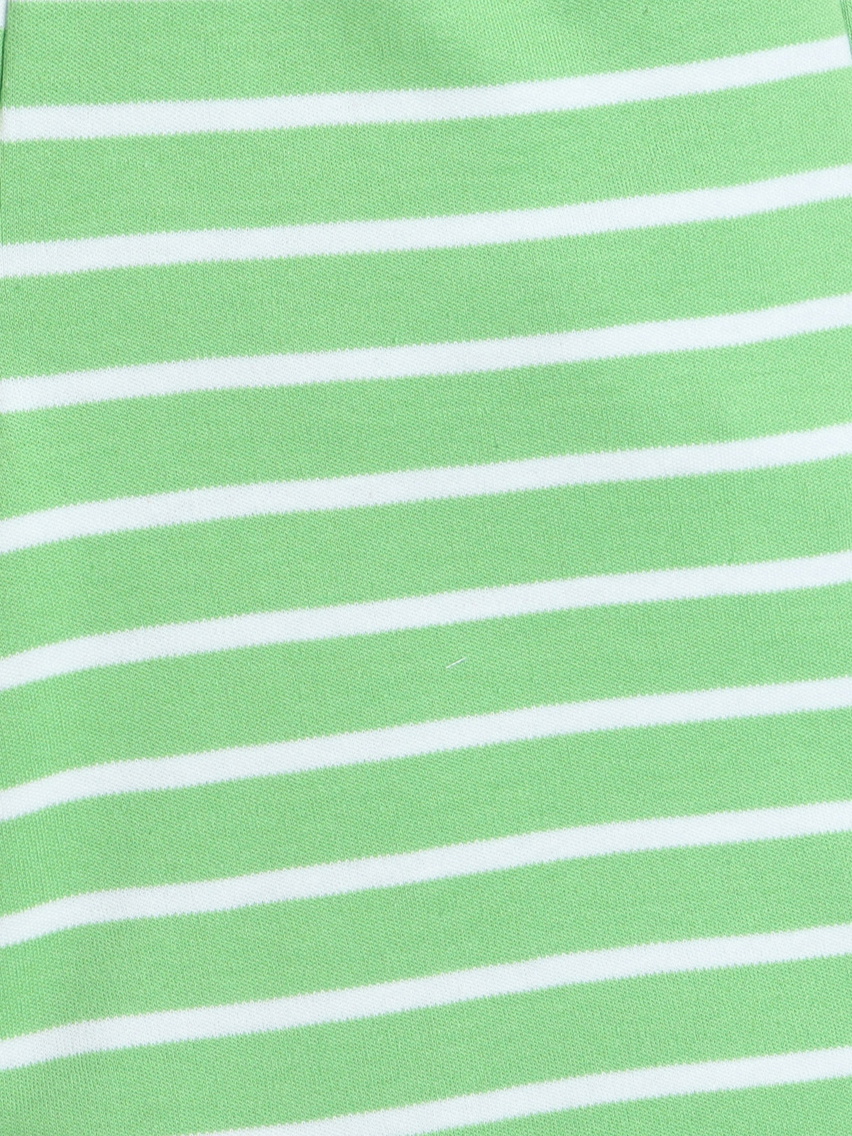 Baby Nation Cotton Knit Half Sleeve Coord Short Set - Green Stripes