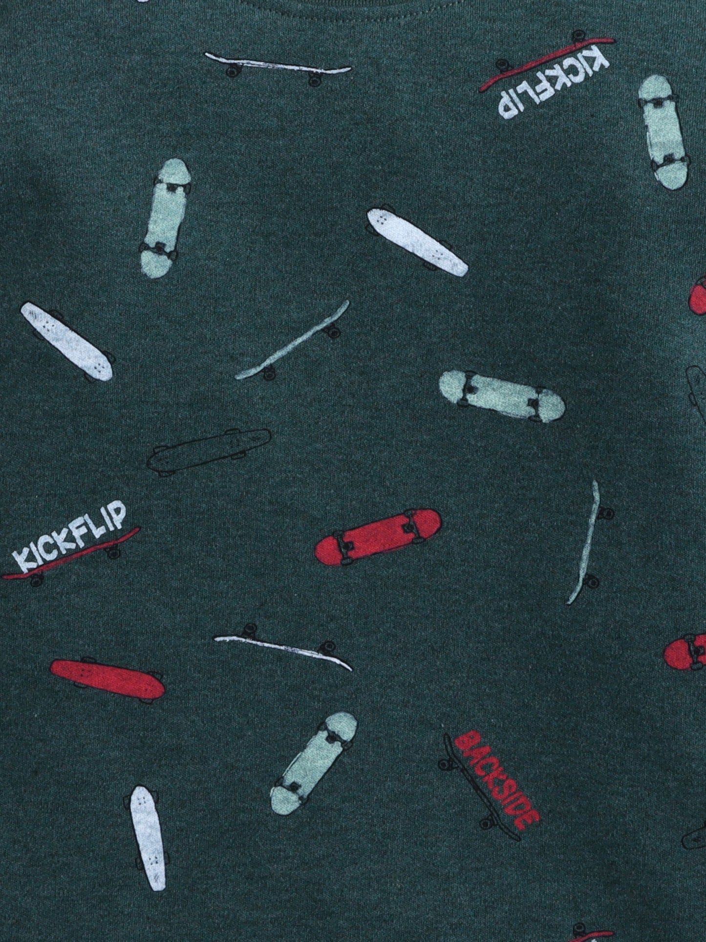 Unisex Kids Sweatshirt – Dark Green with Skateboard Print