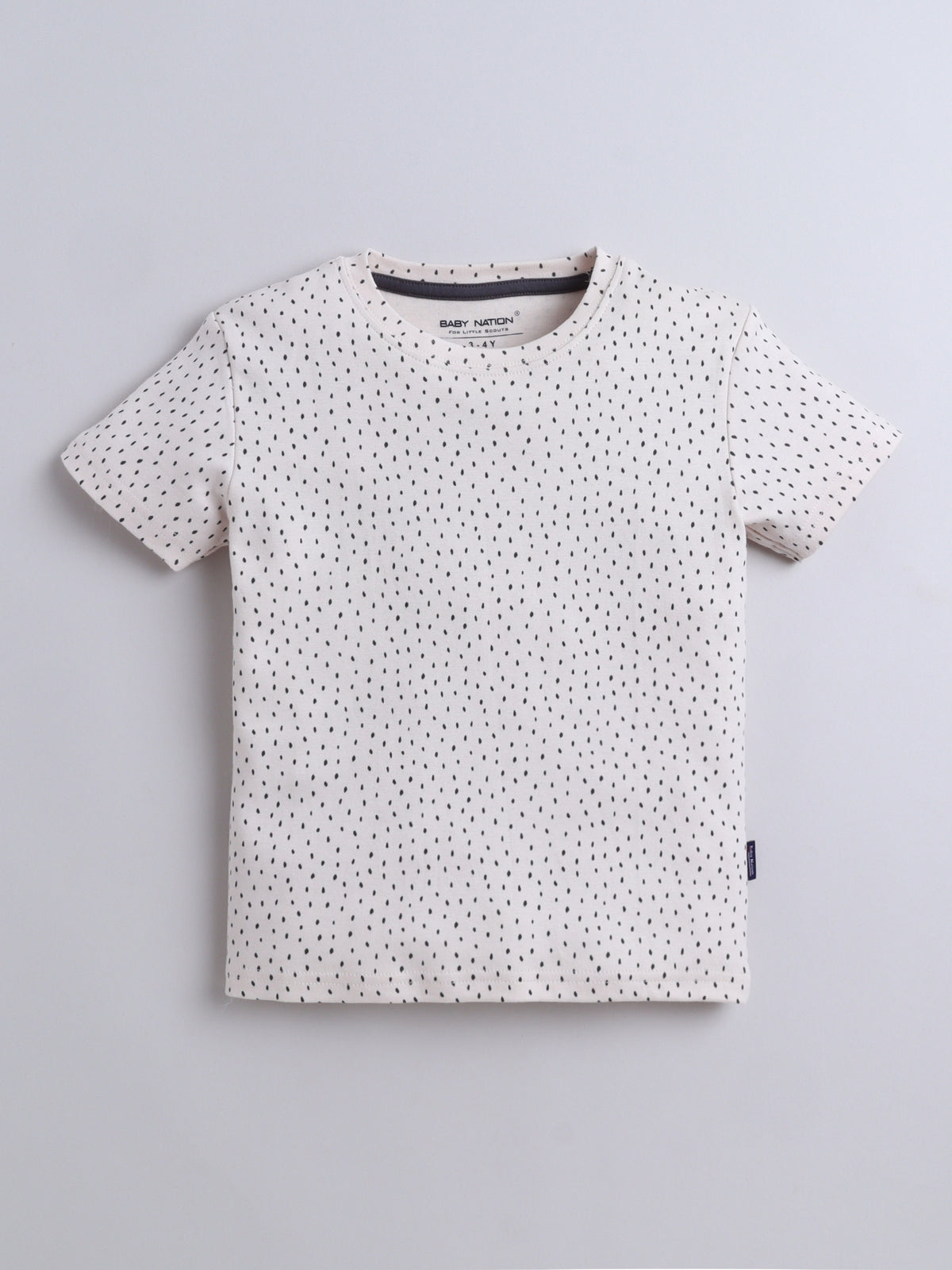 Baby Nation Cotton Knit Half Sleeve Coord Short Set - Melange Dot