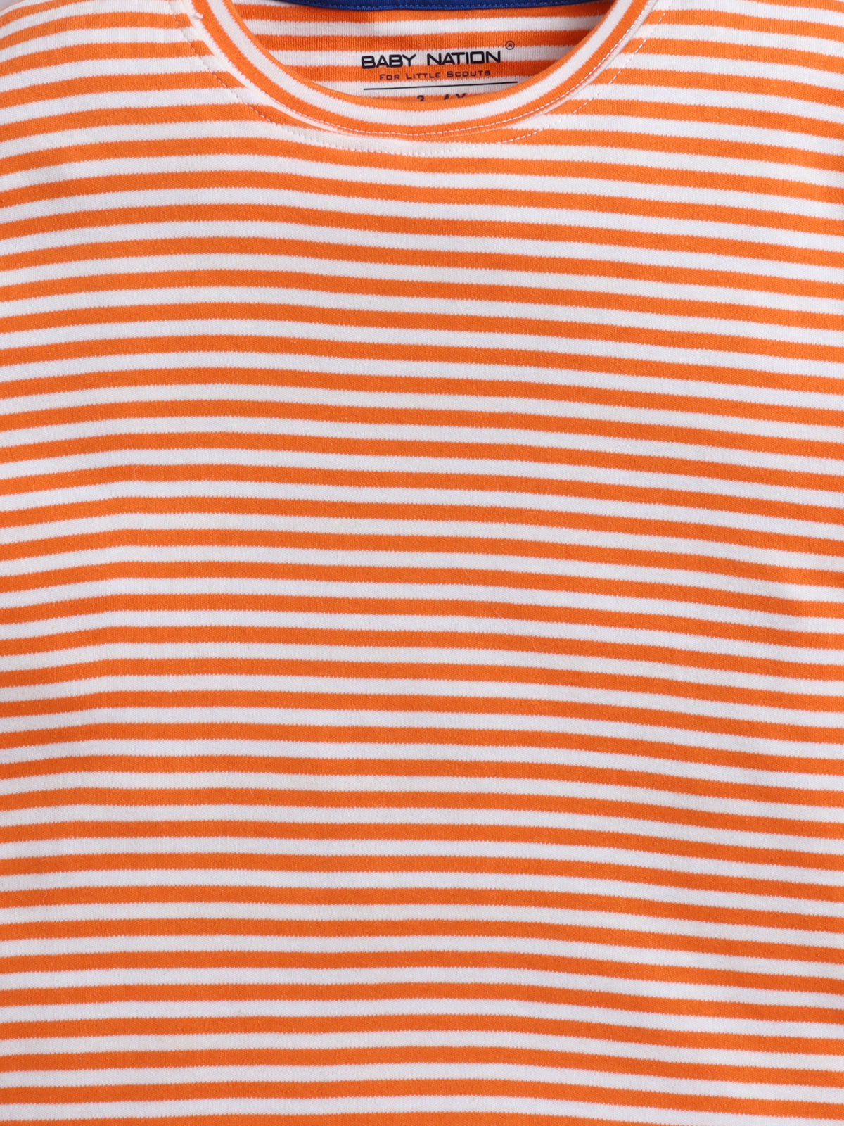 Baby Nation Cotton Knit Half Sleeve Coord Short Set - Fanta Orange Stripes