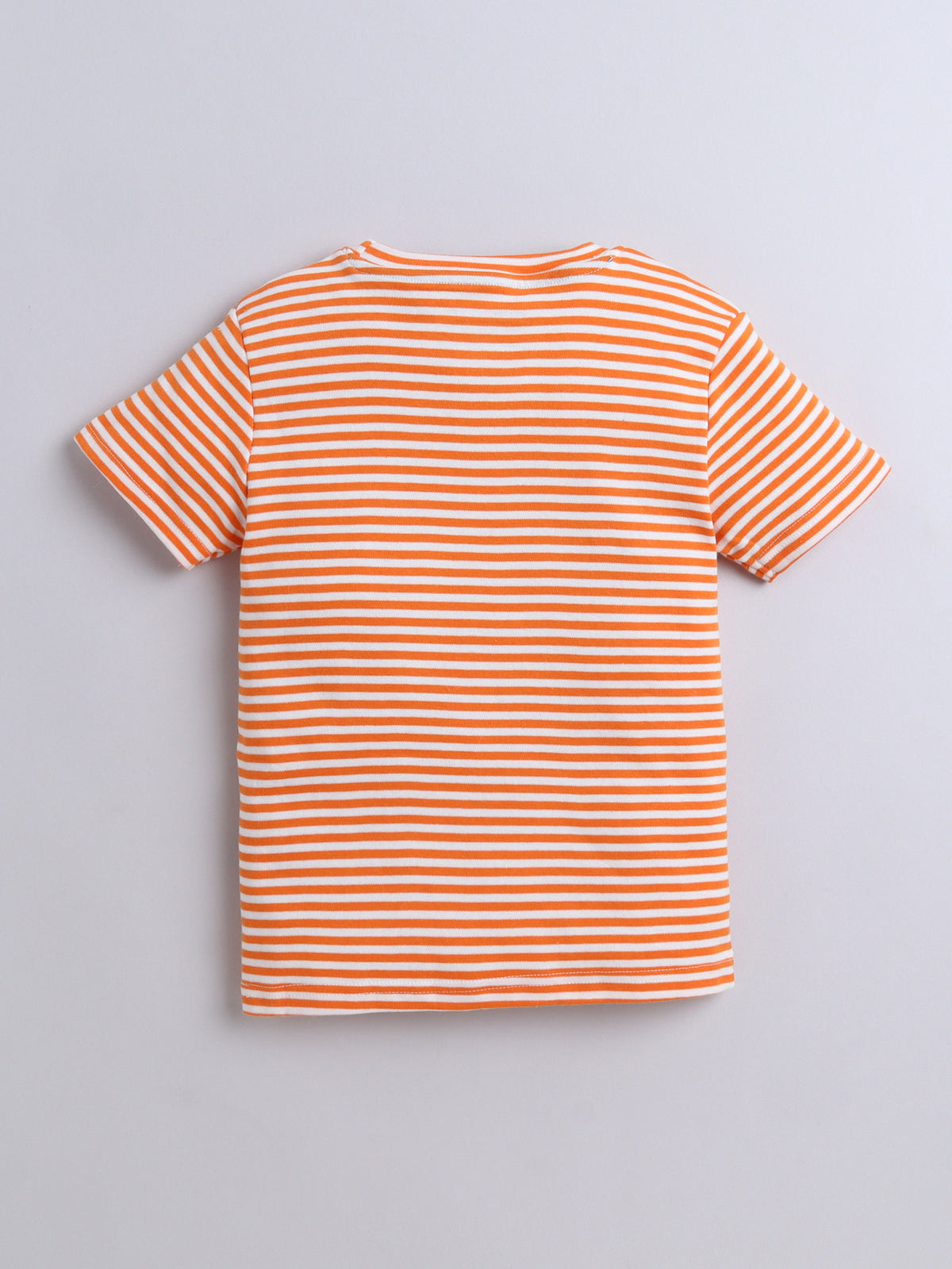 Baby Nation Cotton Knit Half Sleeve Coord Short Set - Fanta Orange Stripes