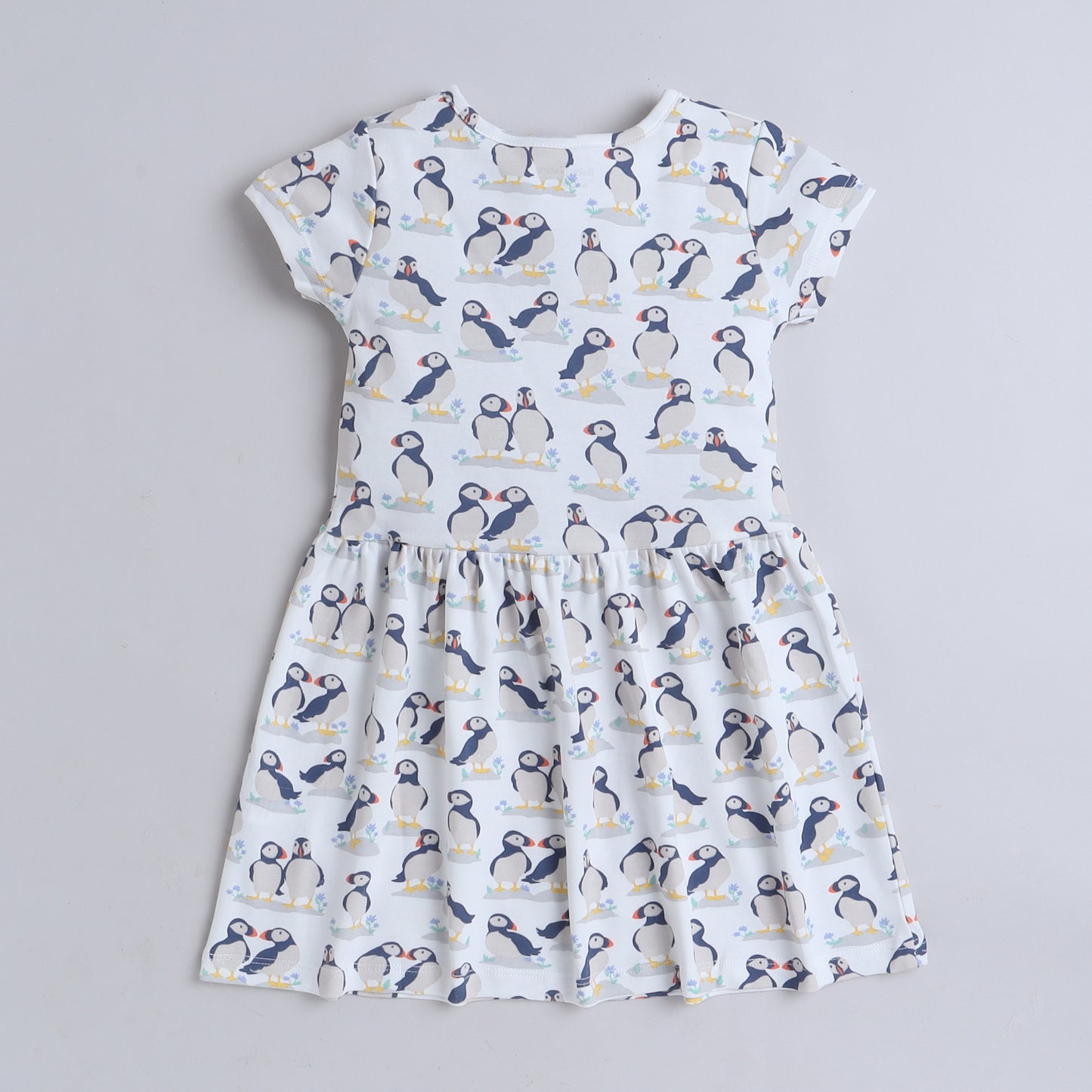 Girls White Puffin Print Frock