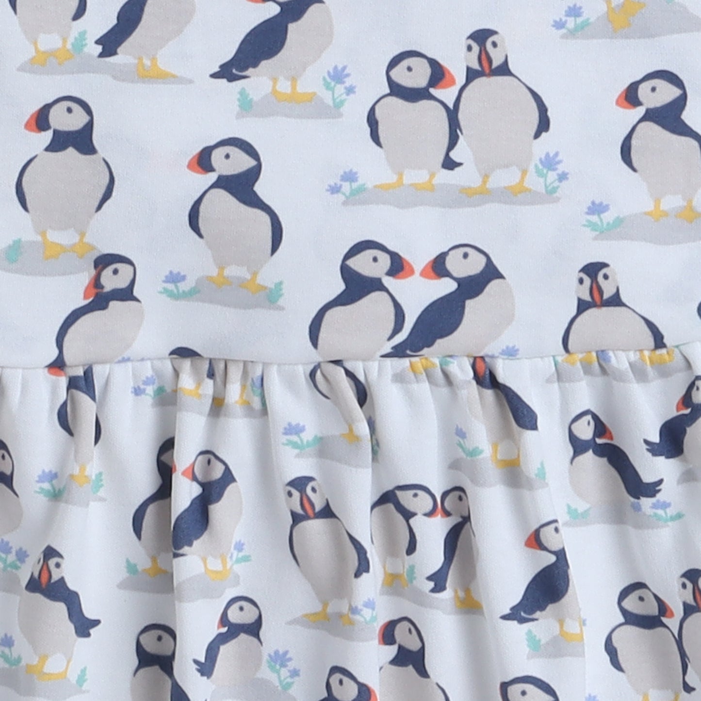 Girls White Puffin Print Frock