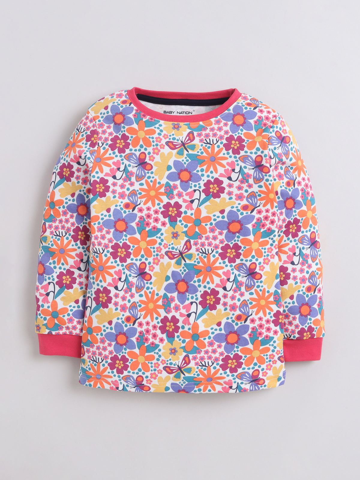 Baby Nation Kids Printed Cotton Night Suit Set - Floral