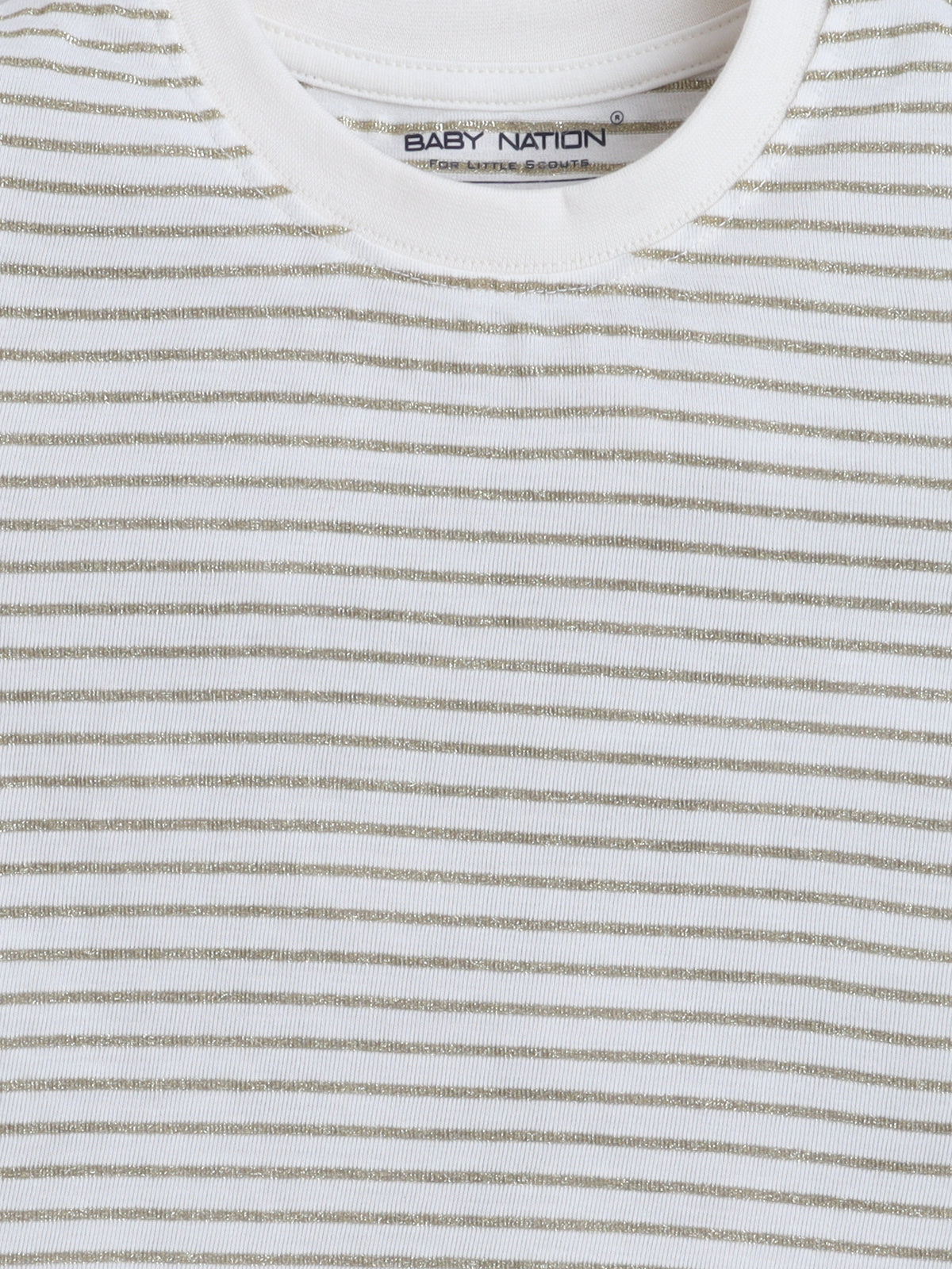 Baby Nation Cotton Knit Half Sleeves Printed T-Shirt - Glitter Stripes