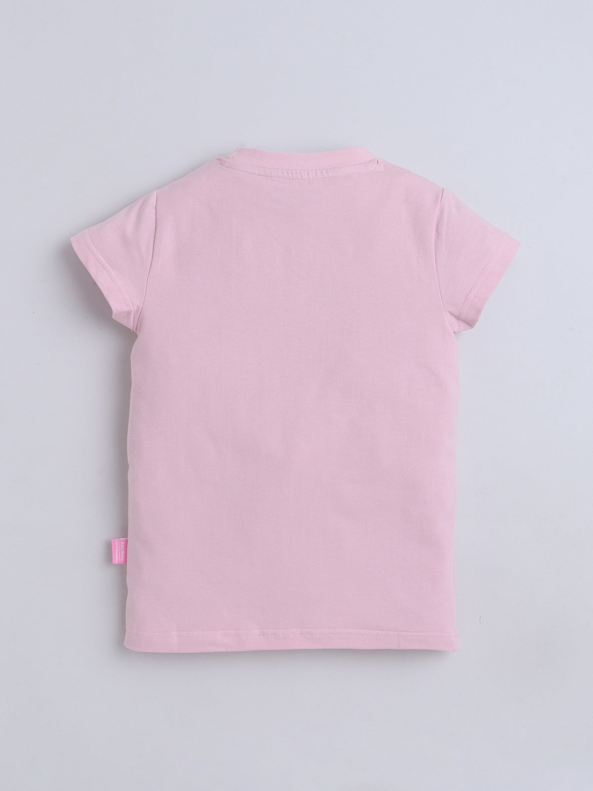 Baby Nation Cotton Knit Half Sleeves Printed T-Shirt - Pink Glitter