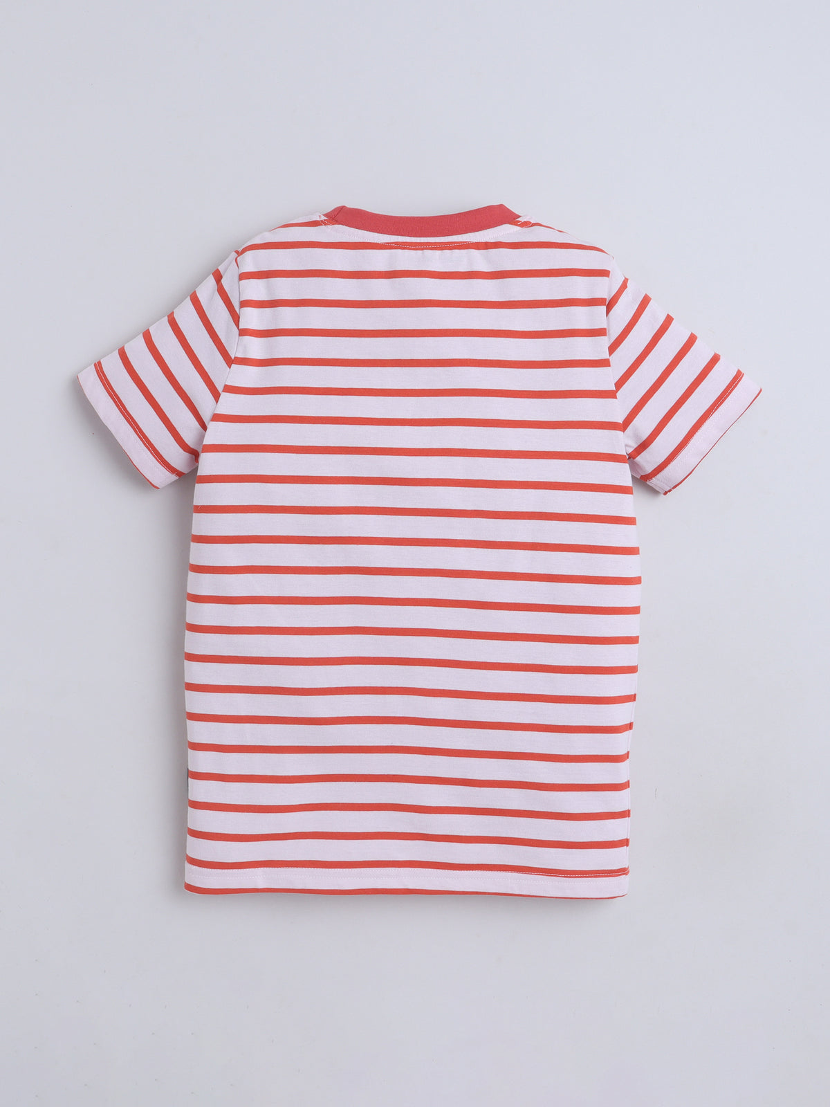 Baby Nation Cotton Knit Half Sleeves Printed T-Shirt - Dark Orange Stripes