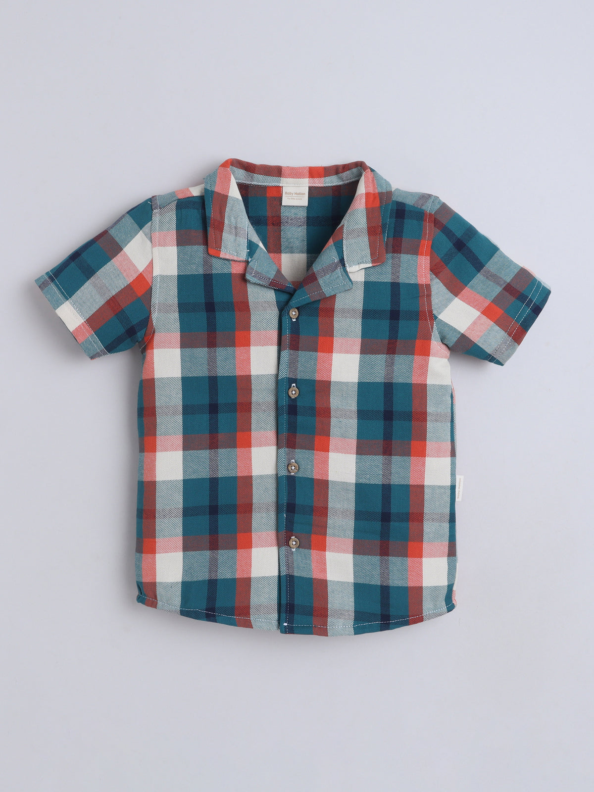 Boys Cotton Shirt - Green Checked