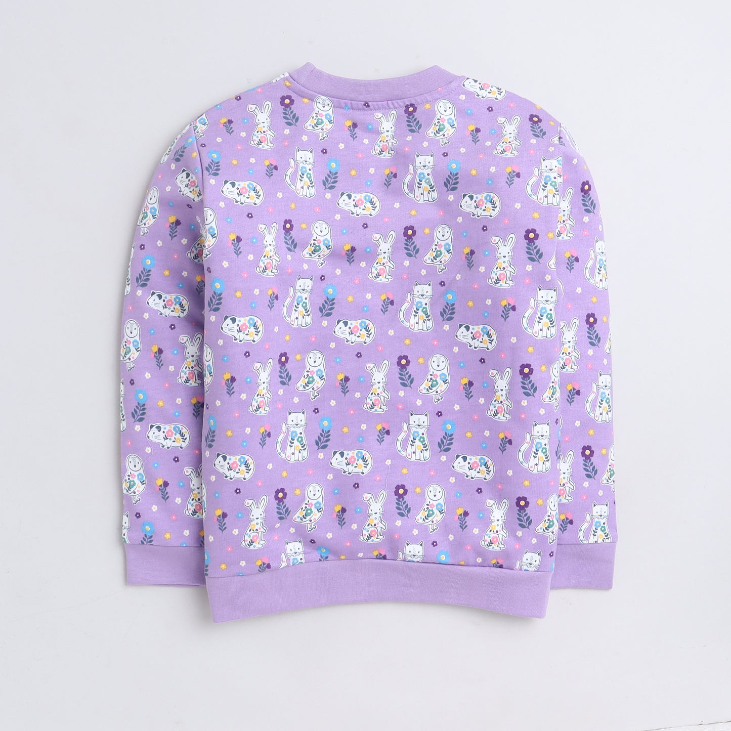 Unisex Kids Sweatshirt – Lavender with Cute Animal Print