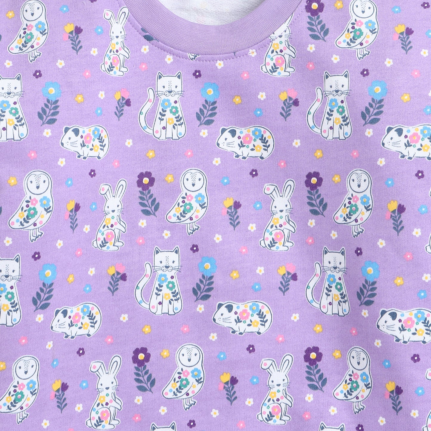 Unisex Kids Sweatshirt – Lavender with Cute Animal Print