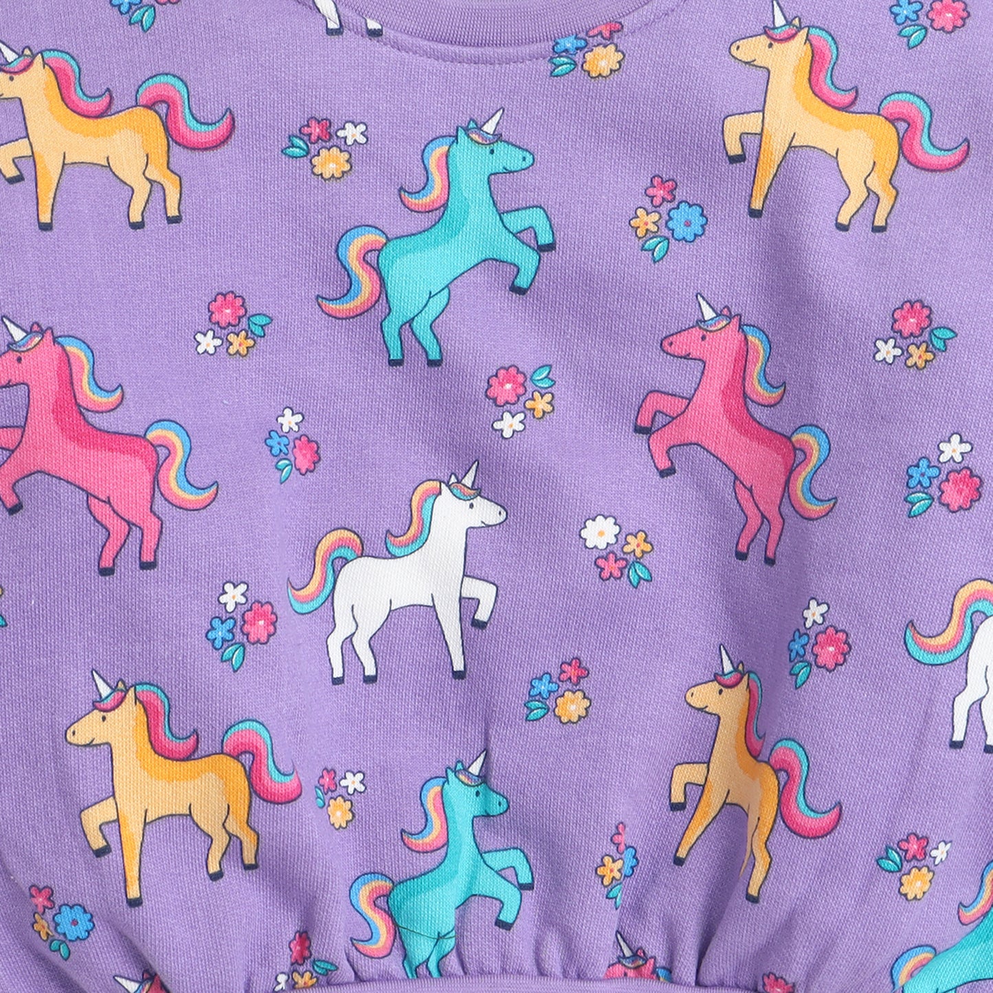 Girls Sweatshirt – Lavender with Colorful Unicorn Print
