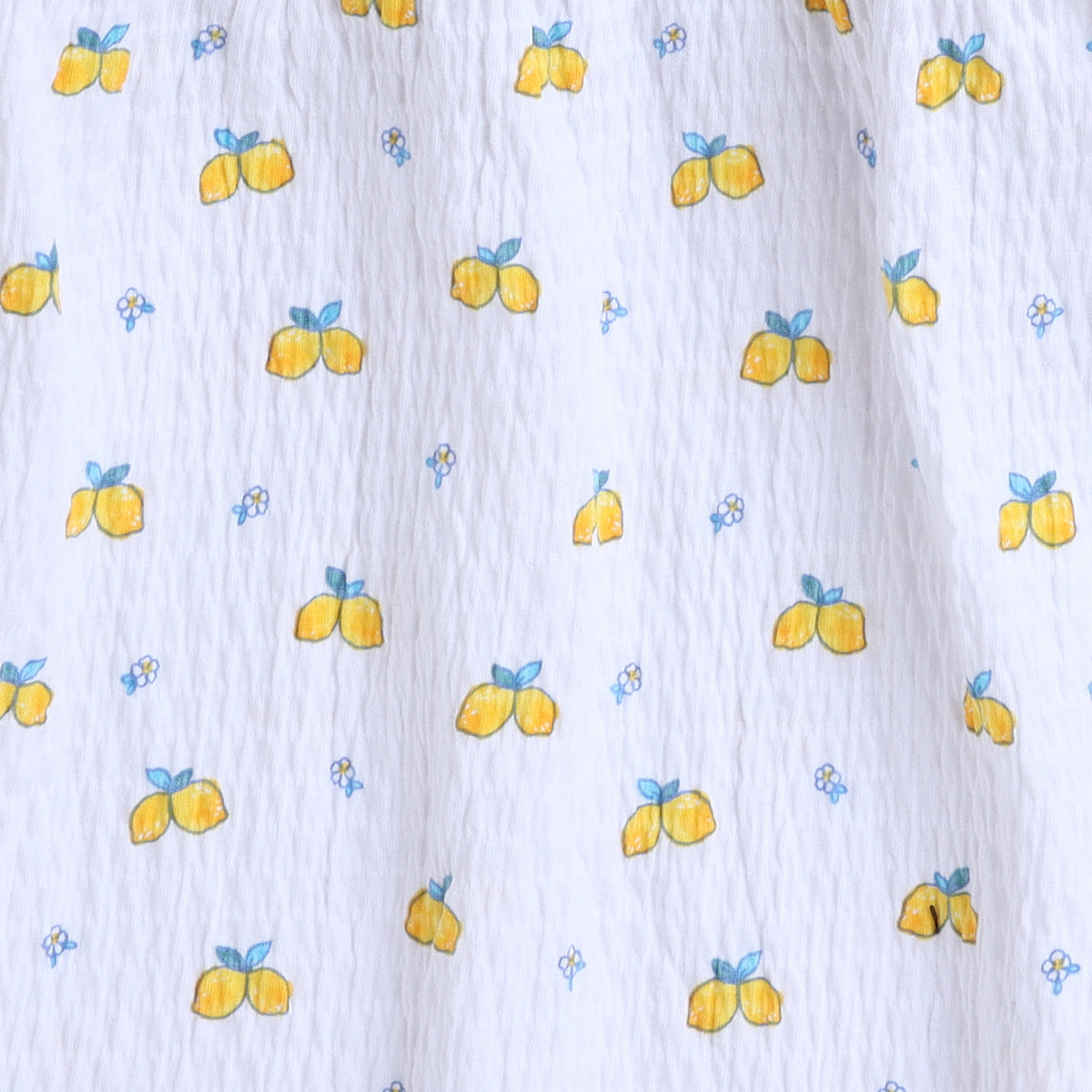 Girls White Cotton Frock with Lemon Print
