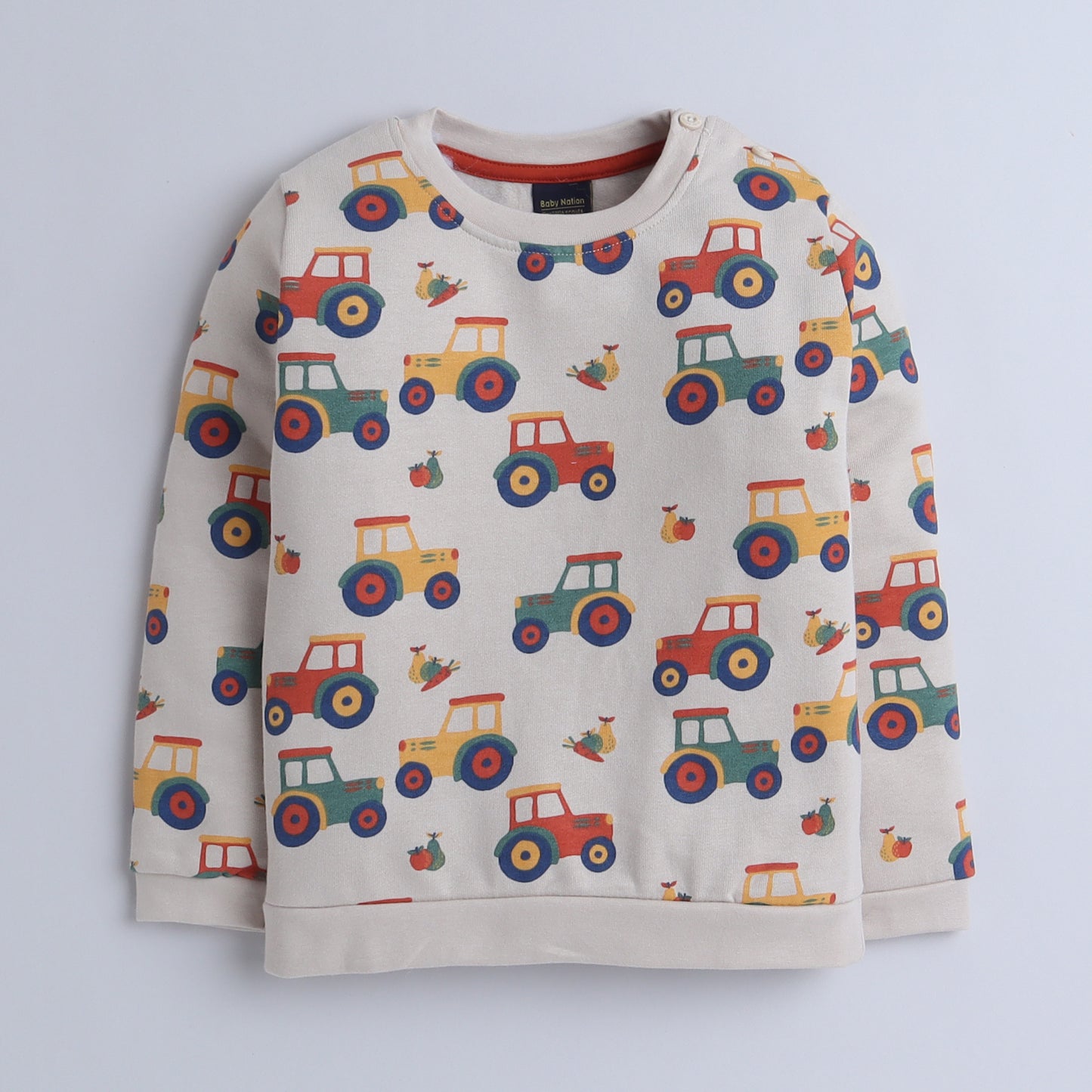 Unisex Kids Tractor Print Sweatshirt – Beige