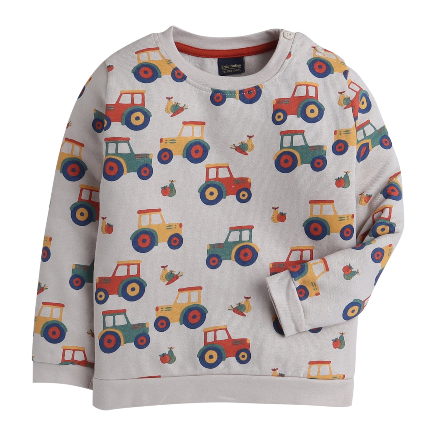 Unisex Kids Tractor Print Sweatshirt – Beige