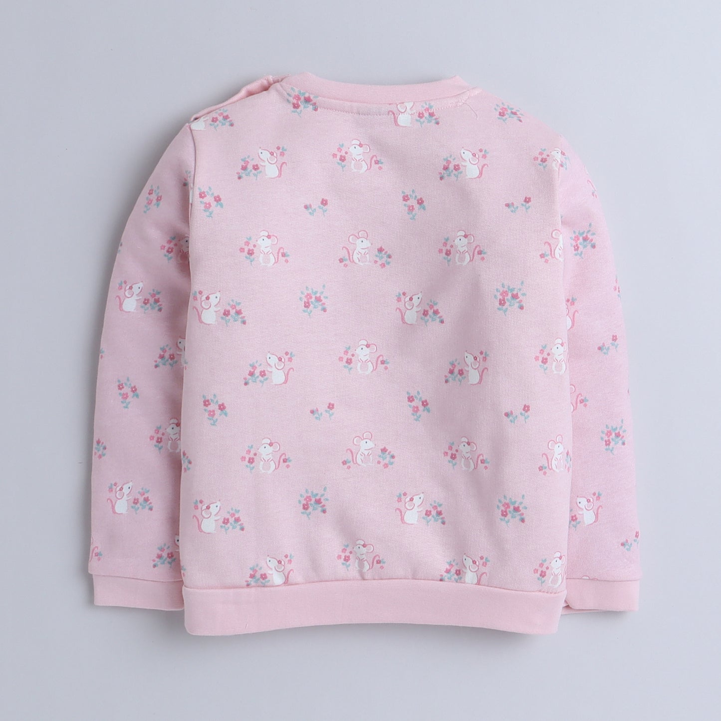 Unisex Kids Mouse & Floral Print Sweatshirt – Pink