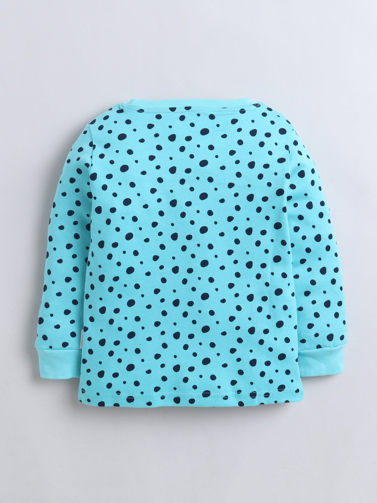 Baby Nation Kids Printed Cotton Night Suit Set - Cyan Polka Dot