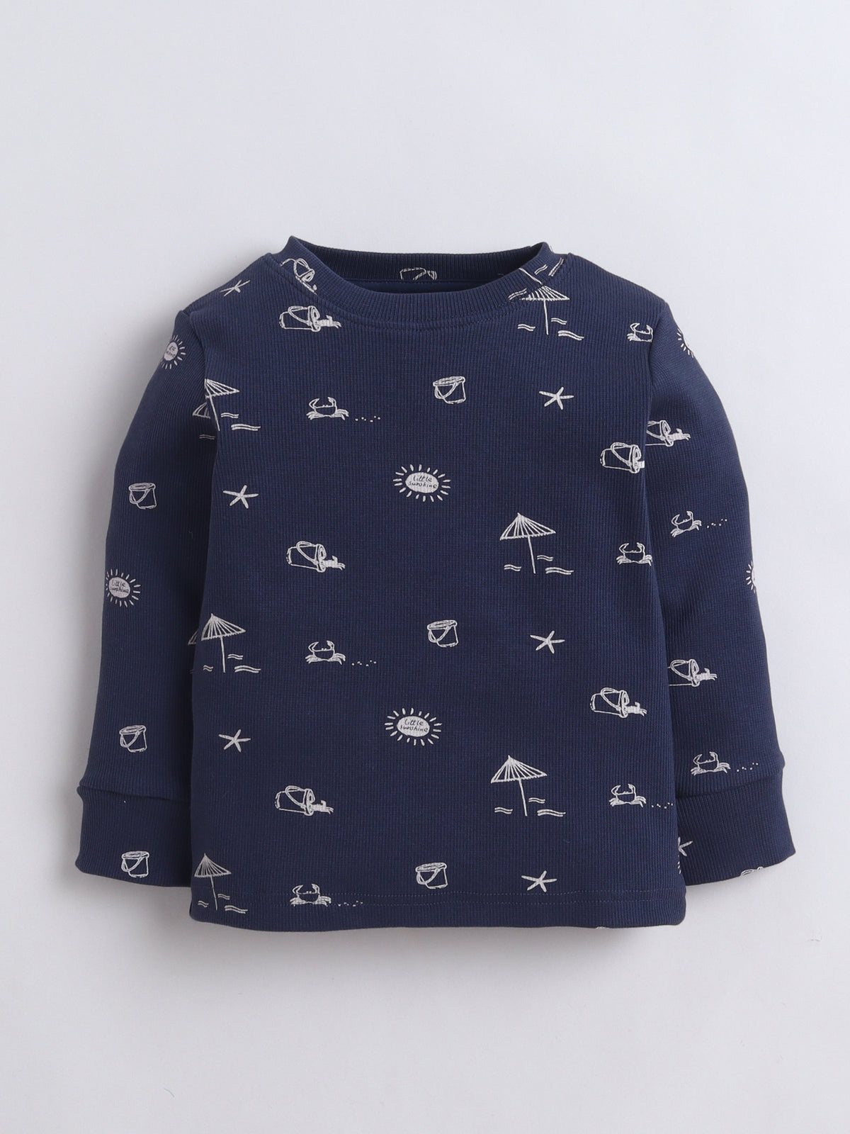 Baby Nation Kids Printed Cotton Night Suit Set - Navy Sea AOP