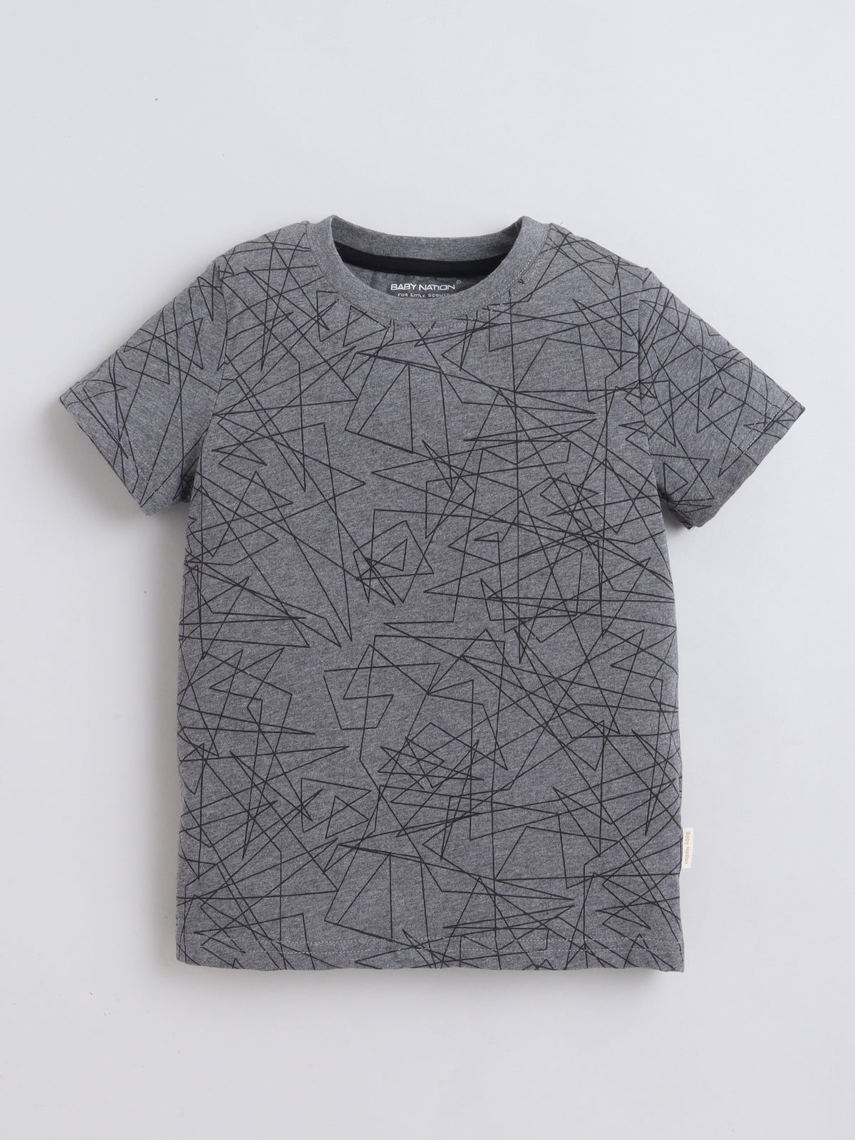 Baby Nation Cotton Knit Half Sleeves Fox Printed T-shirt - Grey