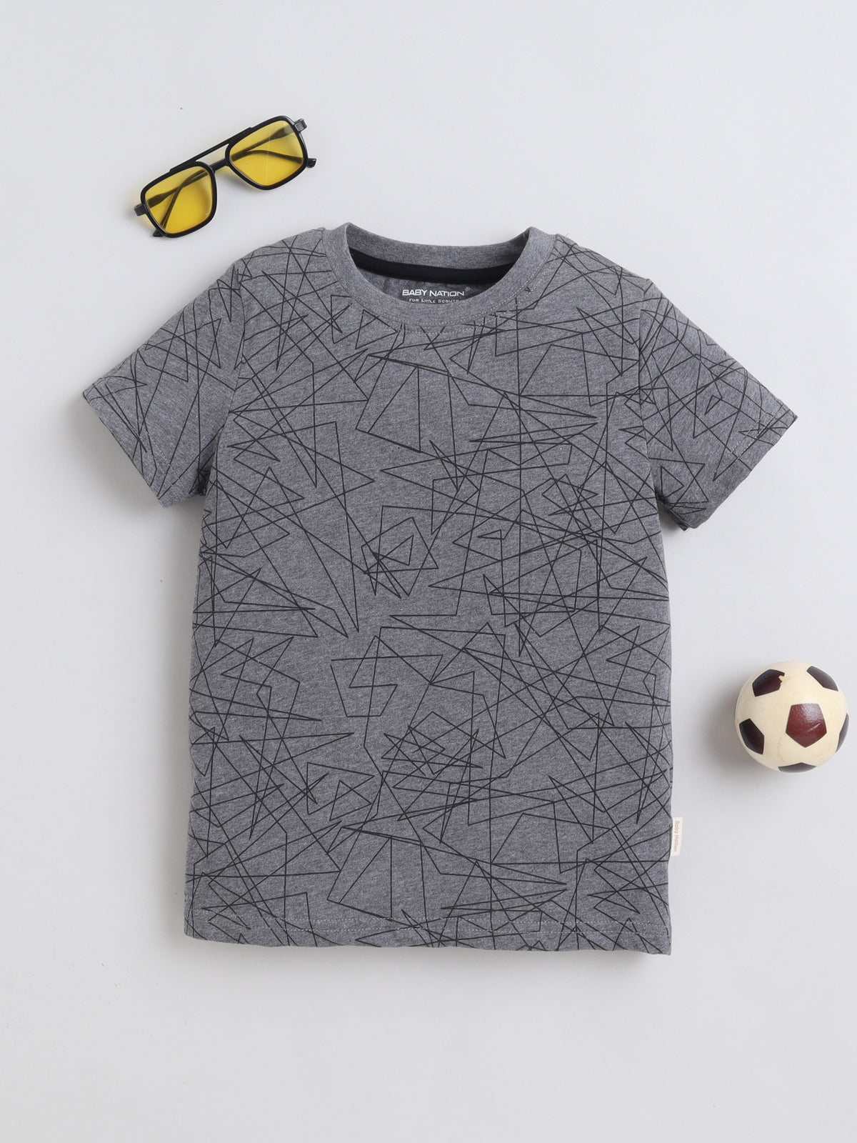 Baby Nation Cotton Knit Half Sleeves Fox Printed T-shirt - Grey