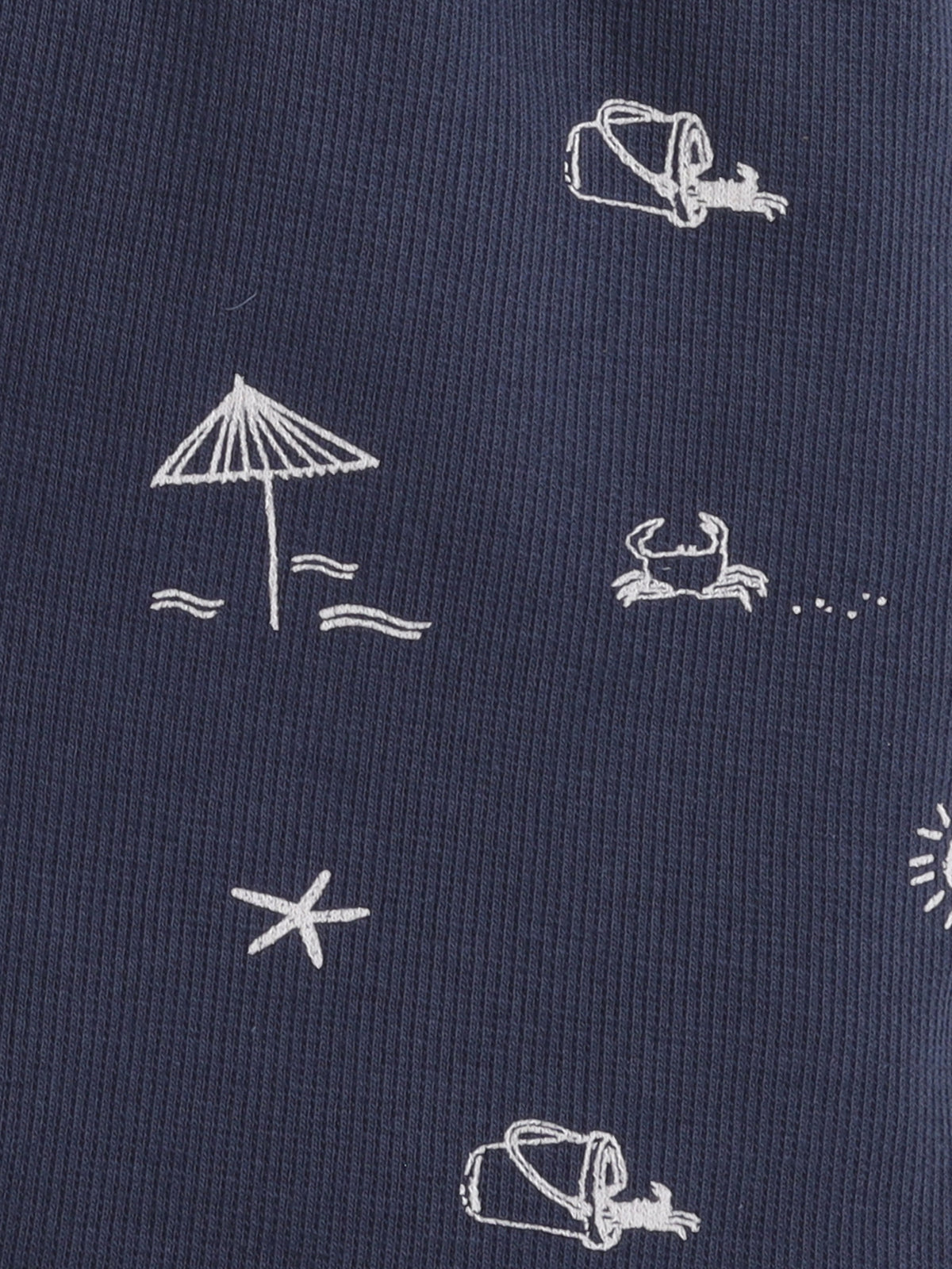 Baby Nation Cotton Knit Half Sleeves Beach Theme Printed Coordinating Shorts Set - Navy