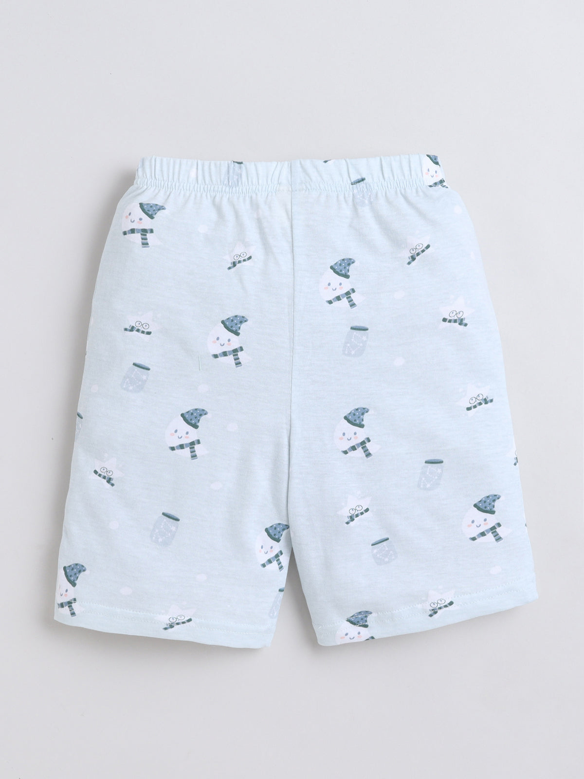 Baby Nation Cotton Knit Half Sleeves Baby Rat Printed Coordinating Shorts Set - Light Green