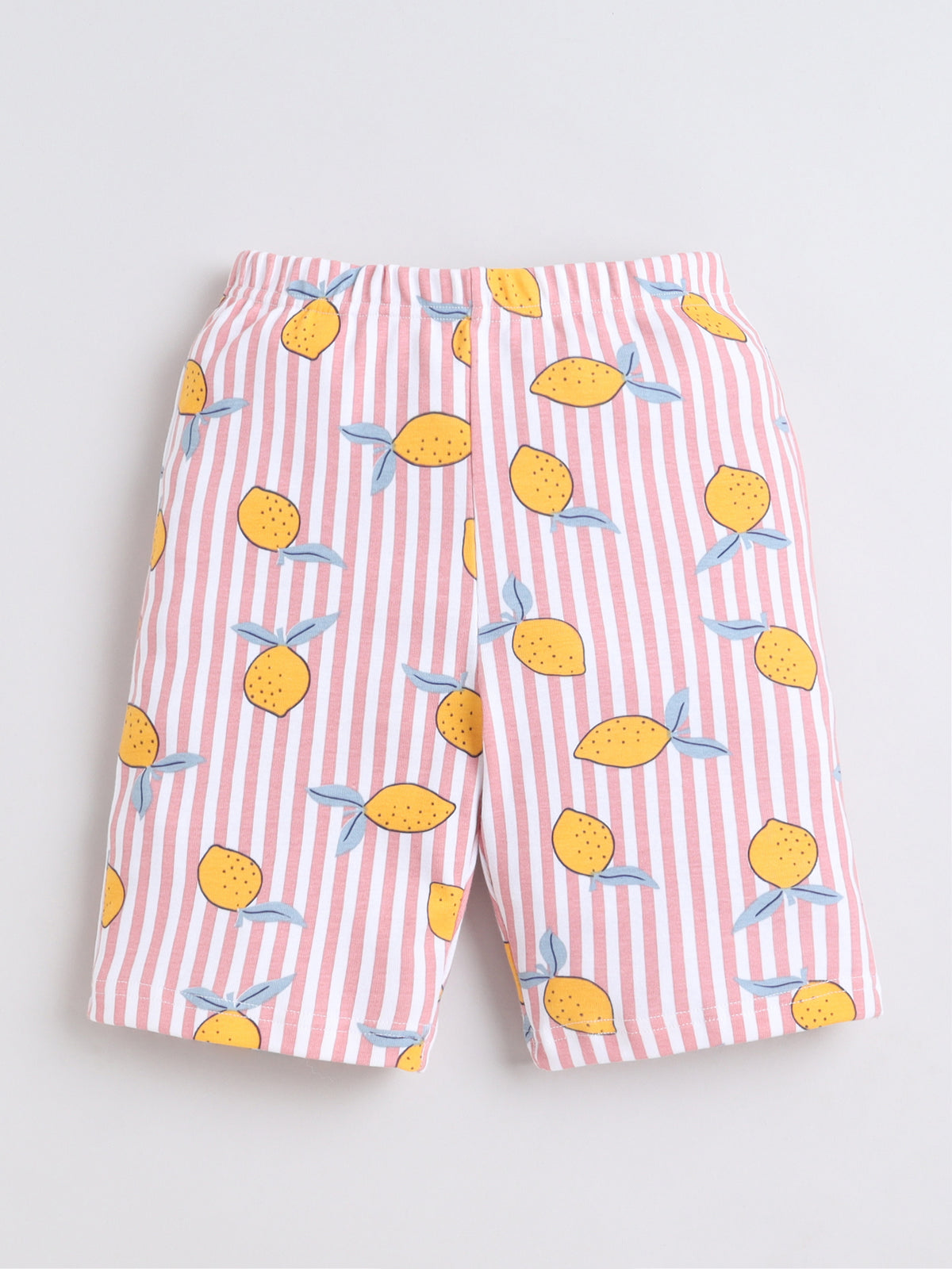 Baby Nation Cotton Knit Half Sleeves Mangos Printed Coordinating Shorts Set - Baby Pink