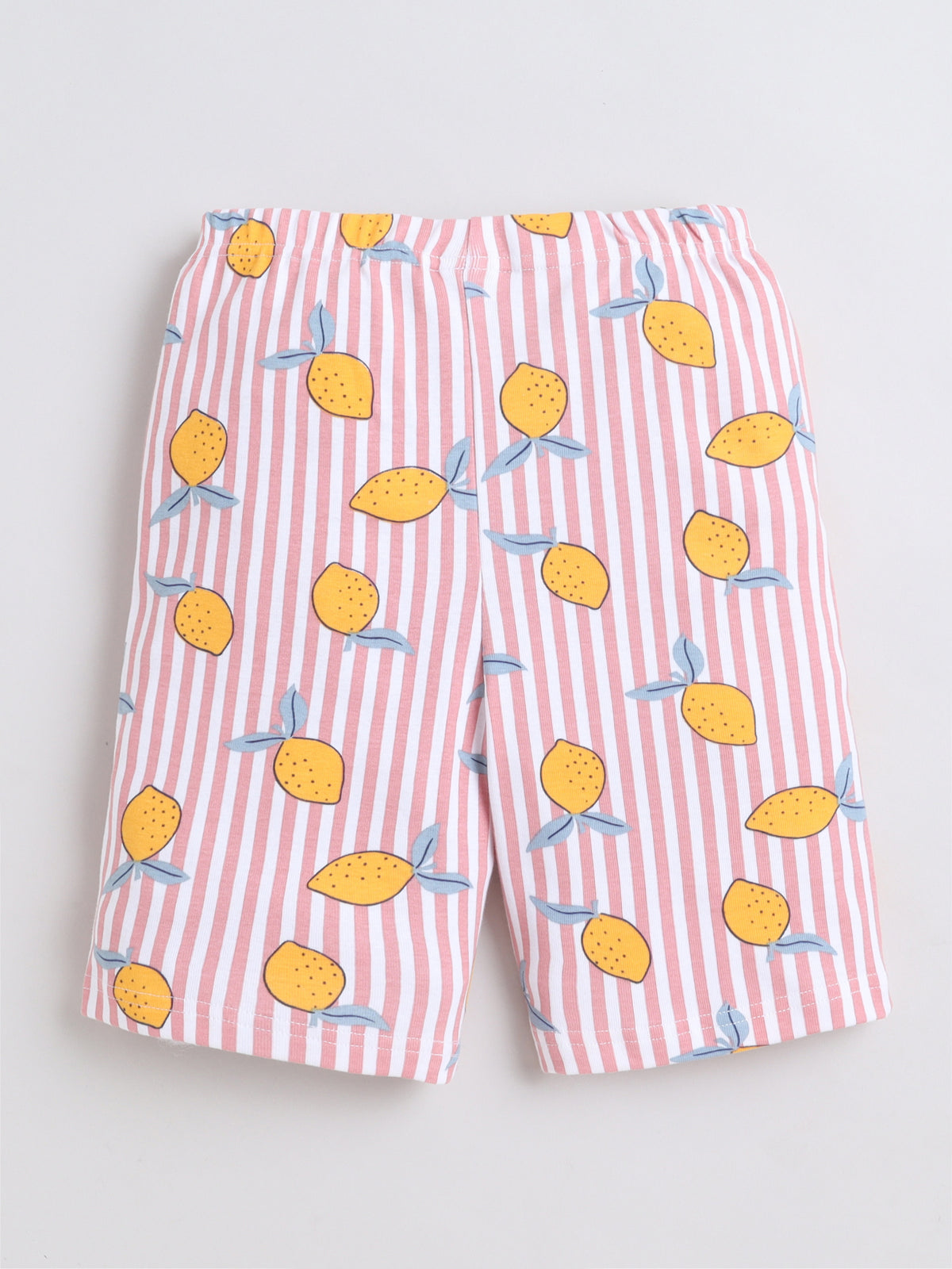 Baby Nation Cotton Knit Half Sleeves Mangos Printed Coordinating Shorts Set - Baby Pink