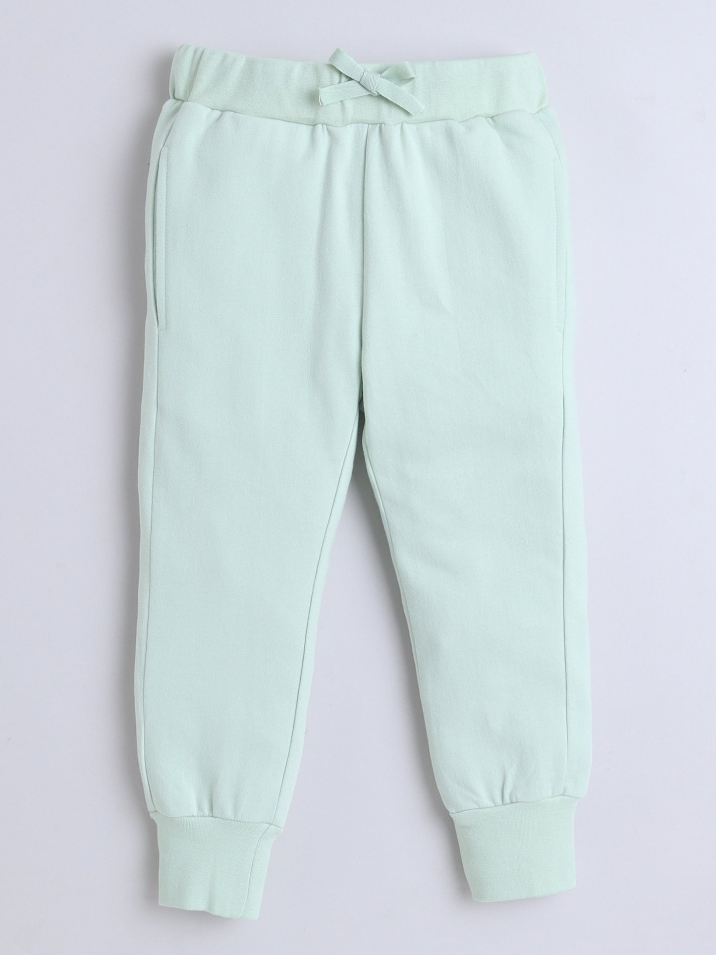 Boys Mint Green Cotton Joggers