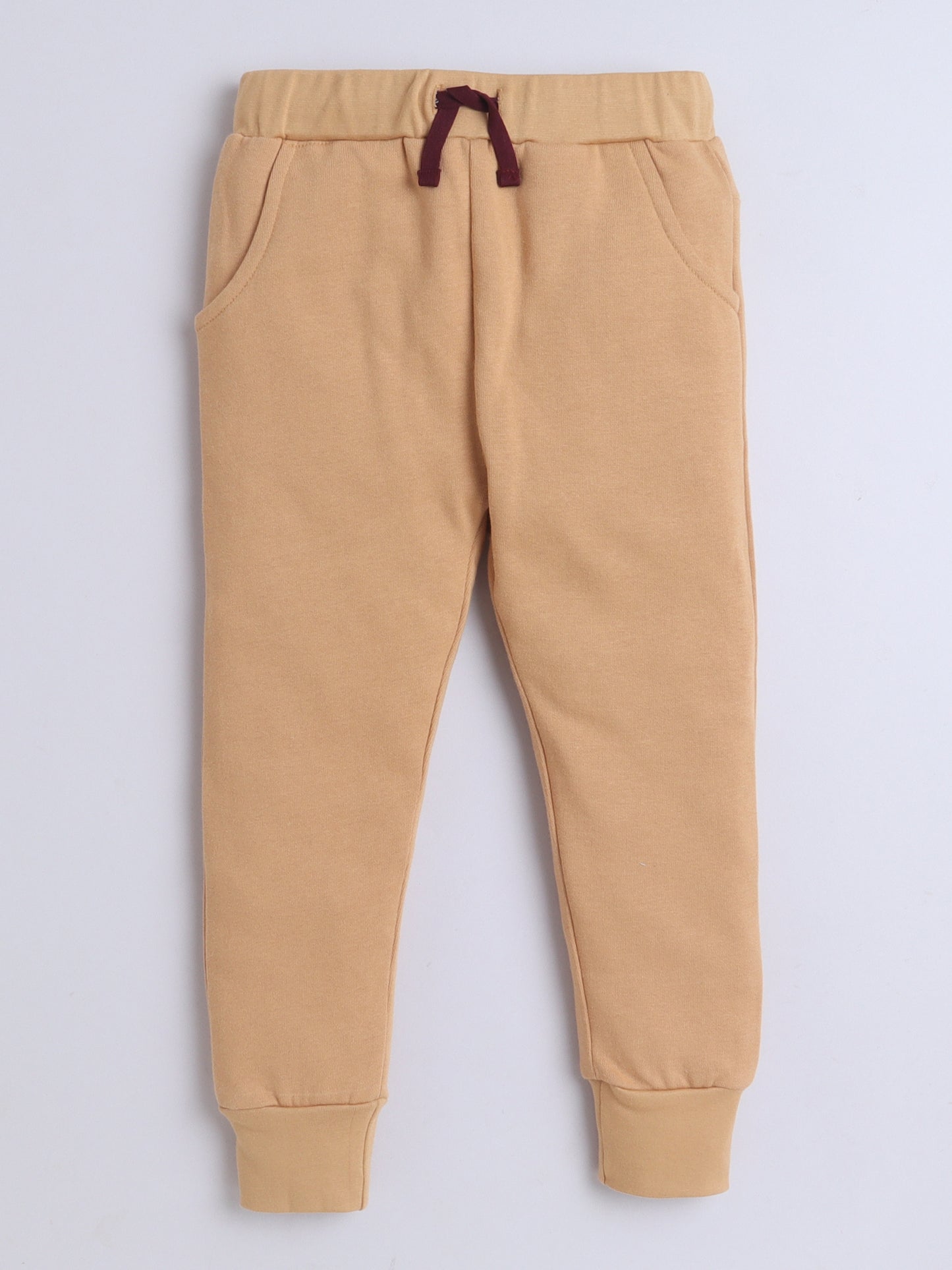 Boys Camel Brown Cotton Joggers