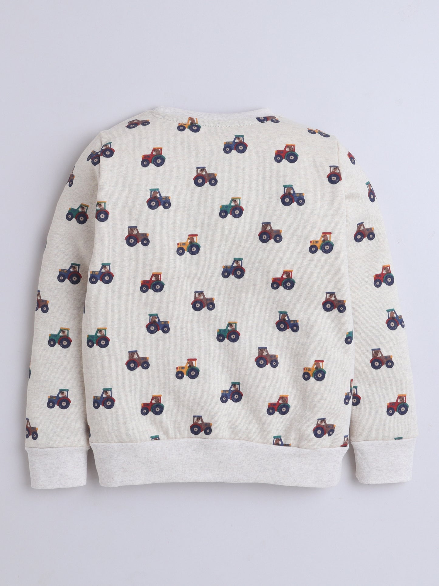 Unisex Kids Tractor Print Sweatshirt – Beige