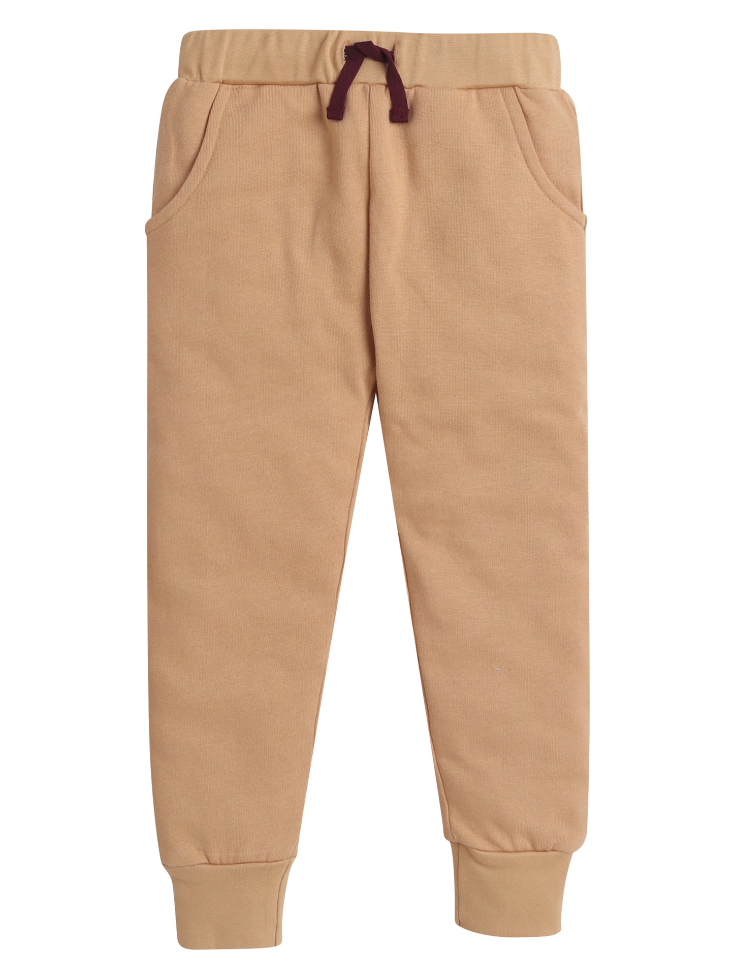 Boys Camel Brown Cotton Joggers
